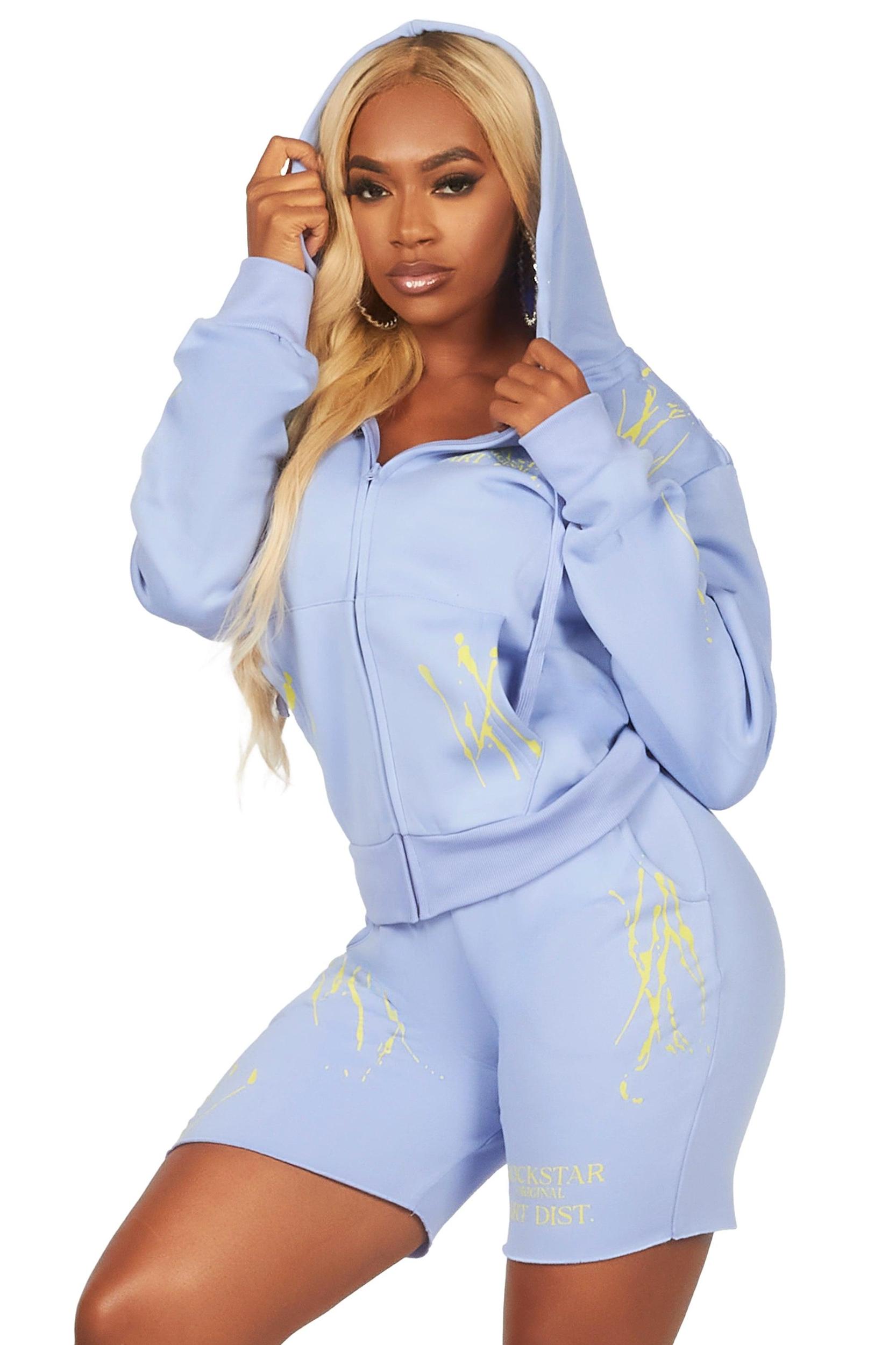 Destinee Periwinkle Zip Up Short Set Female Product Image