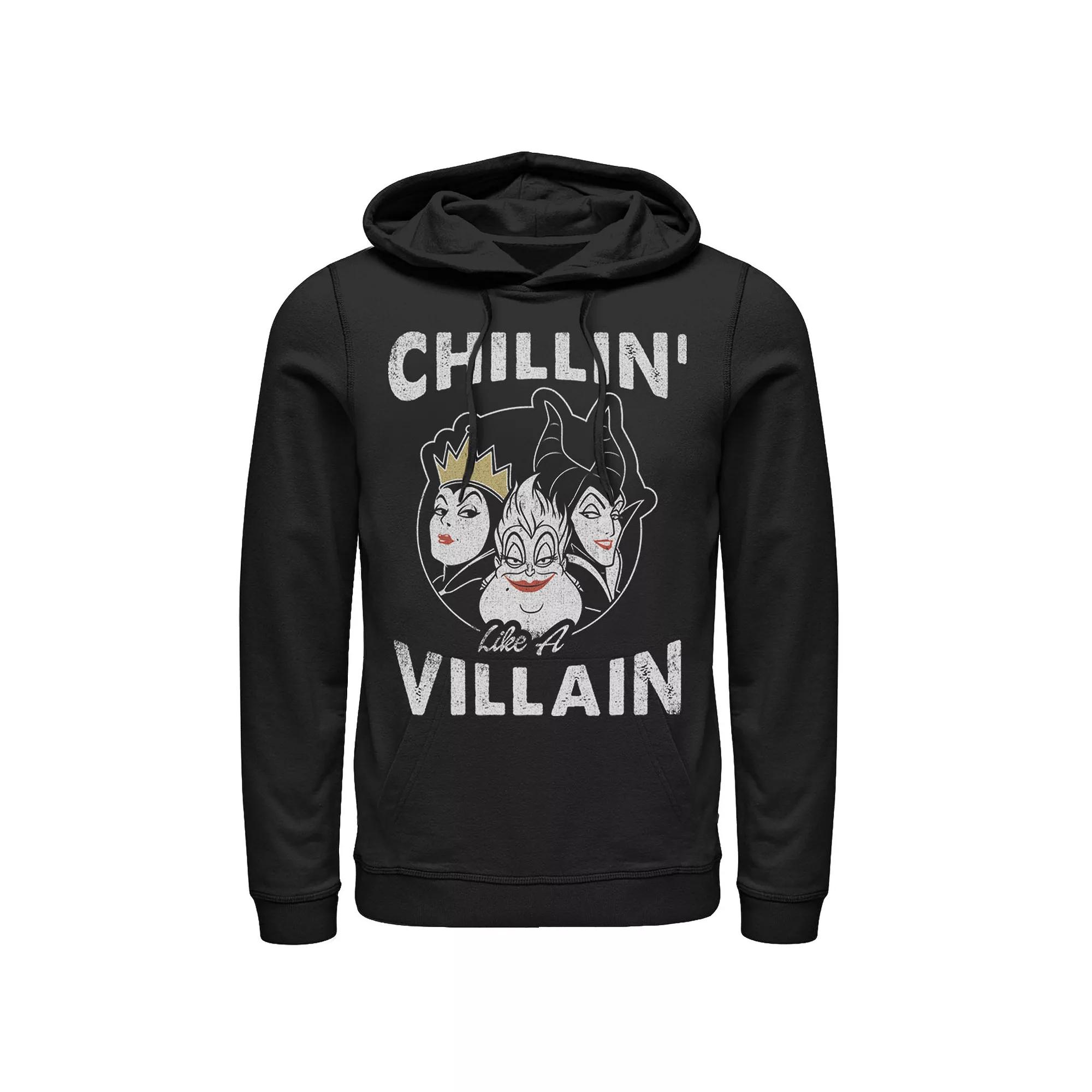 Disney Villains Men's Chillin' Villain Distressed Group Shot Logo Hoodie,  Product Image