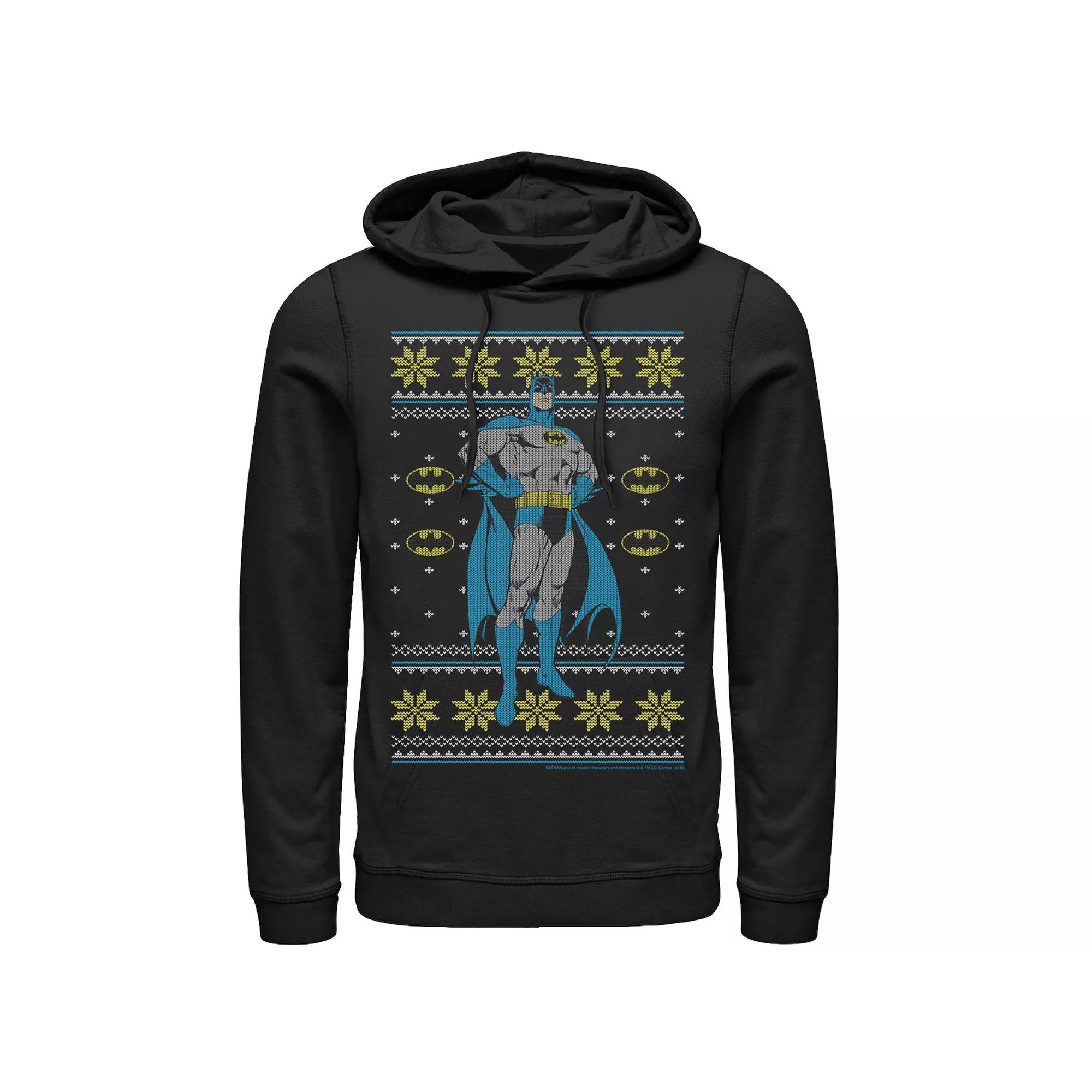 Men's DC Comics Batman Power Stance Christmas Sweater Style Hoodie,  Product Image