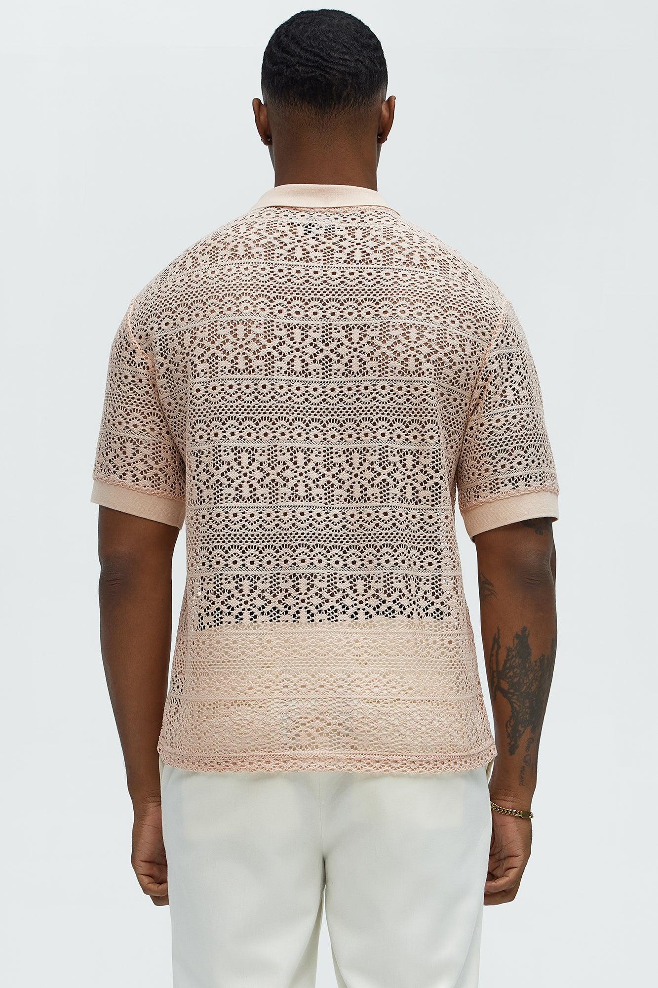 Edson Open Knit Polo Shirt - Mauve Product Image