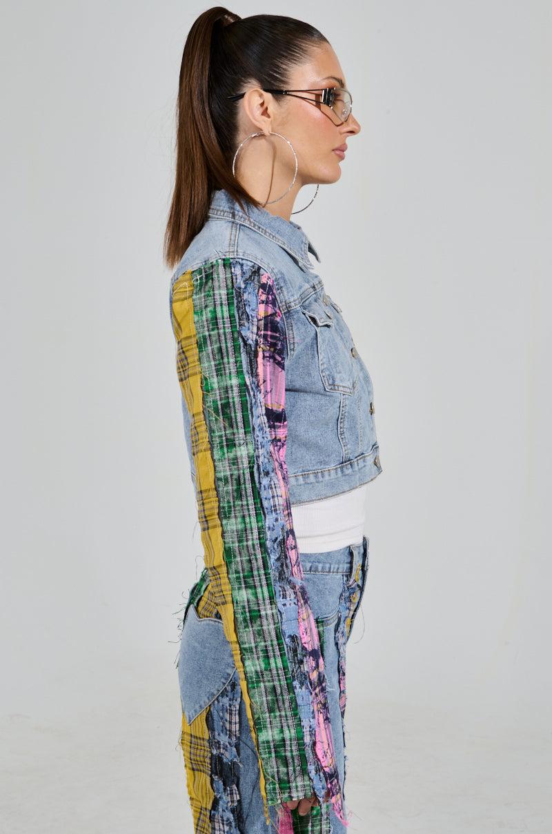 MAKING WAVES PATCHWORK DENIM JACKET Product Image