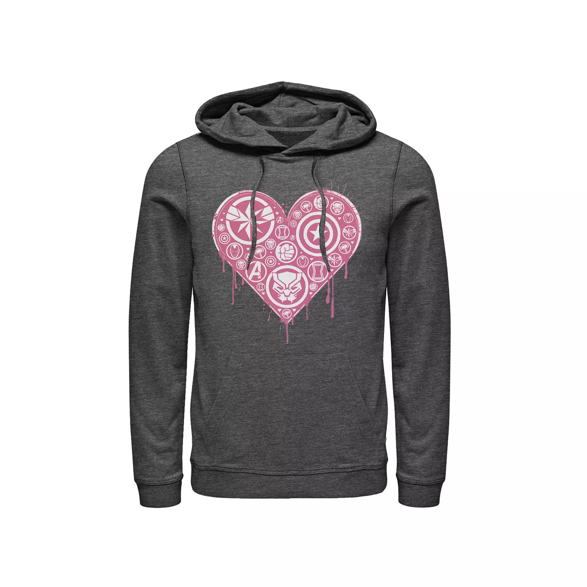 Men's Marvel Group Shot Logo Filled Heart Hoodie,  Product Image