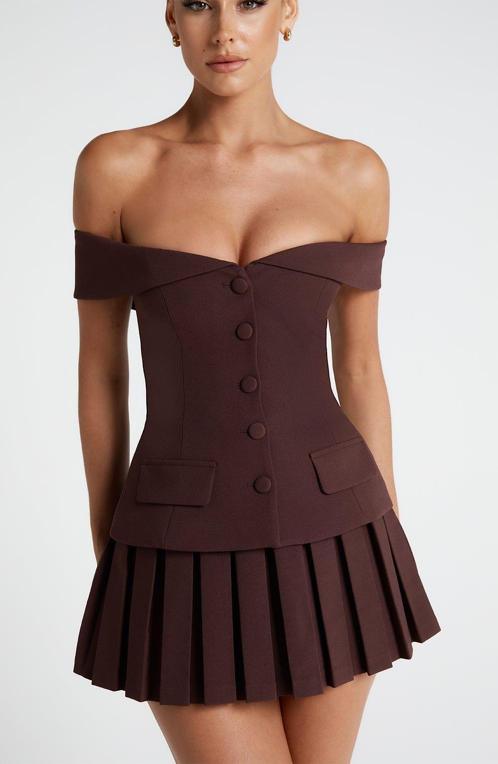 Gretchen Mini Skirt - Plum Brown Product Image