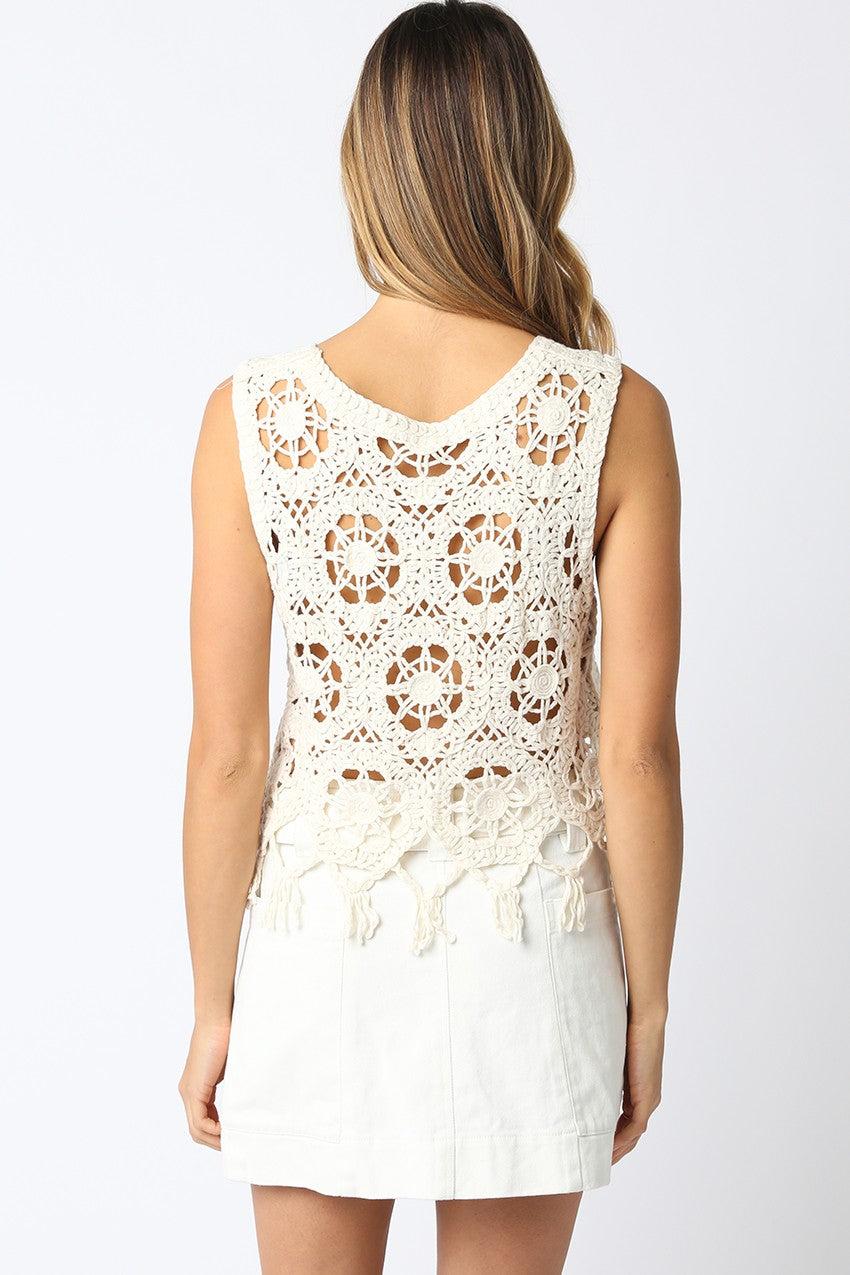 Ava Crochet Tank Top | Cream Product Image