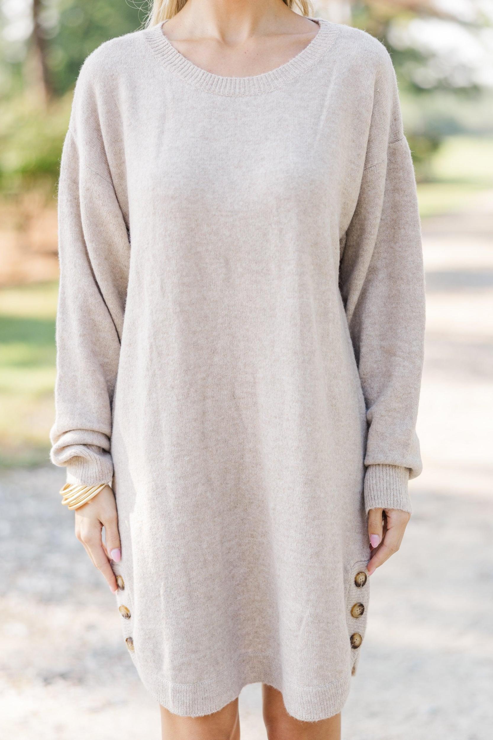 Feeling Your Best Taupe Brown Sweater Dress Female Product Image