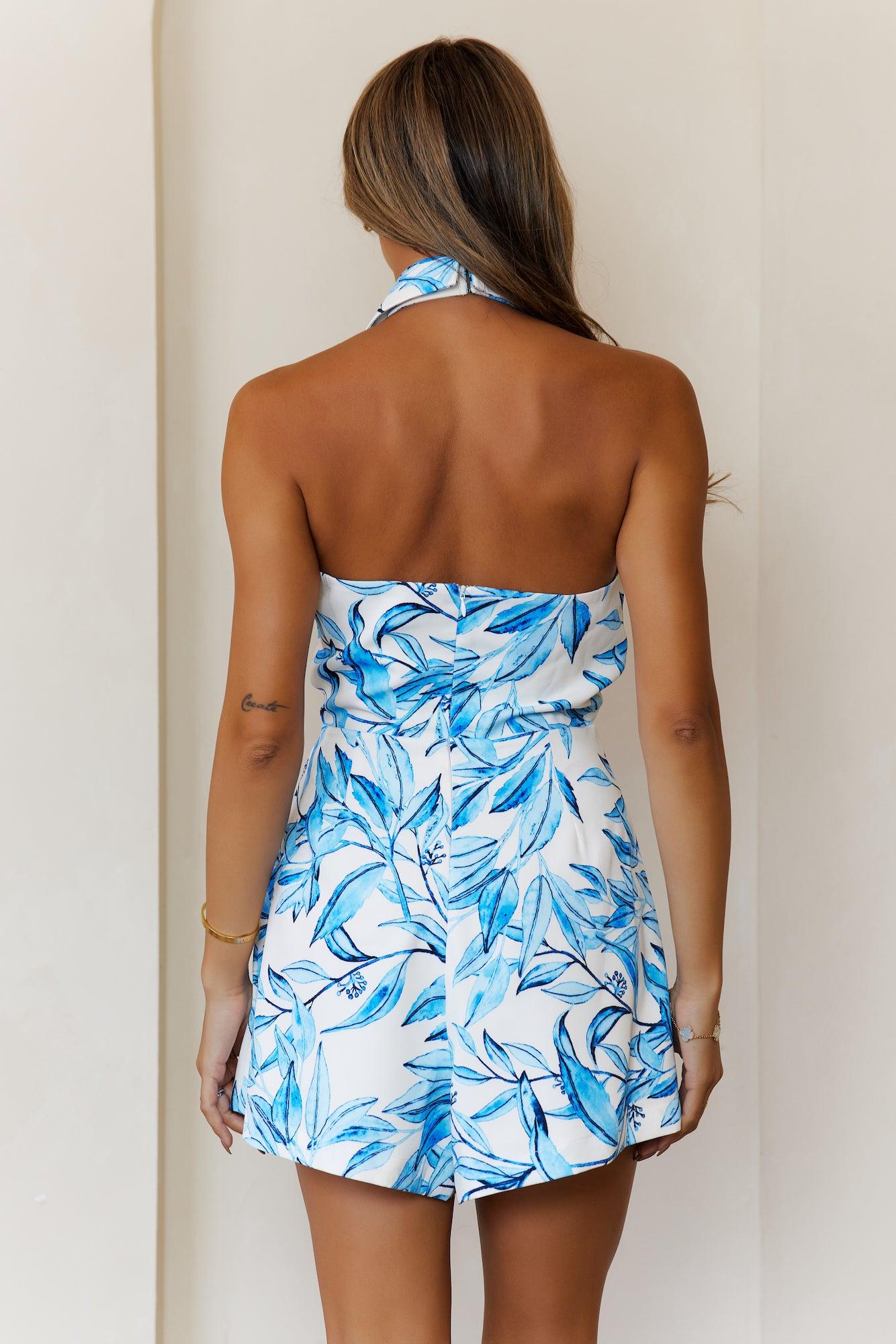 Island After Dark Halter Romper Blue Product Image