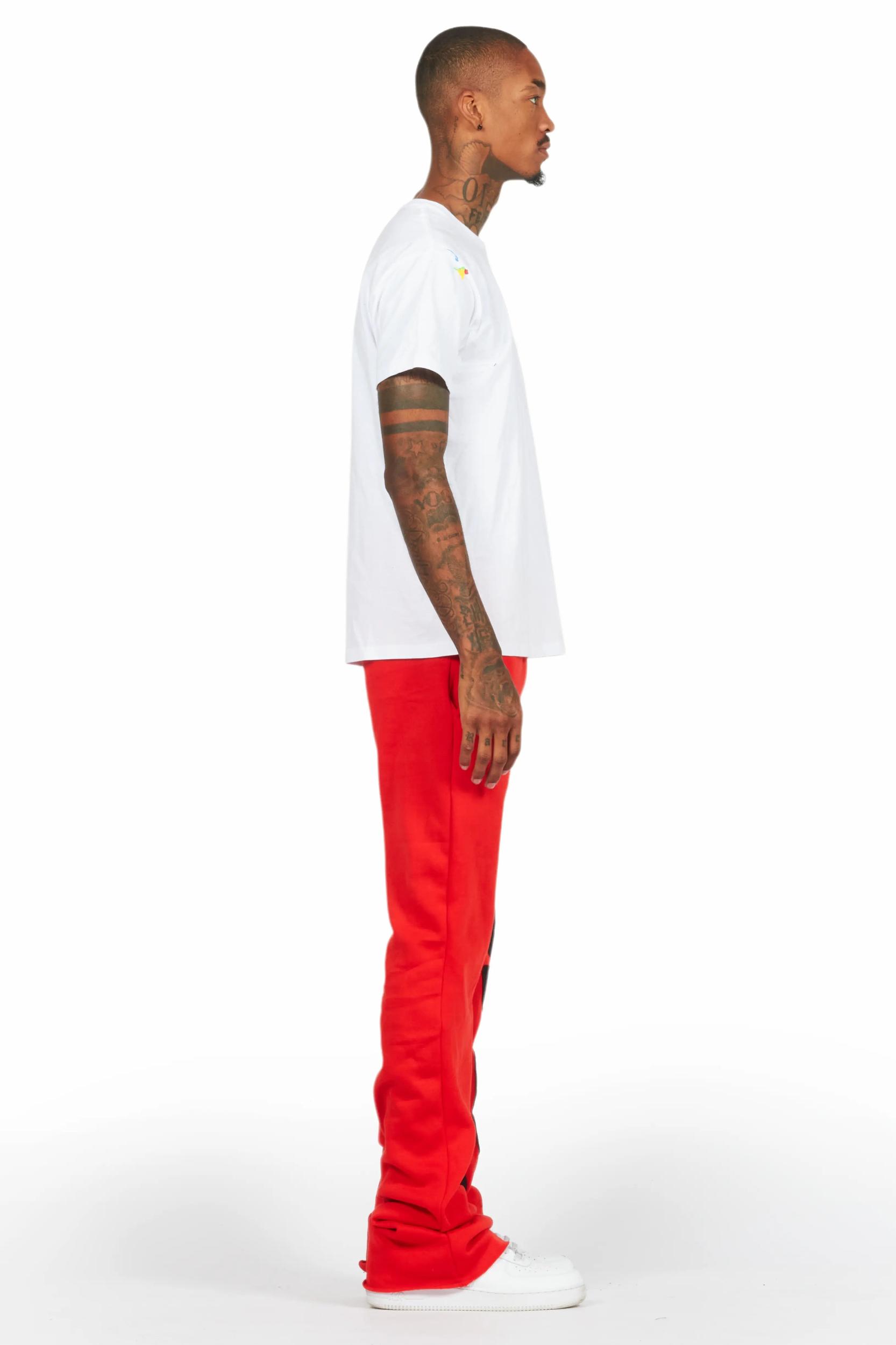 Uko Red Stacked Baggy Track Pant Male Product Image