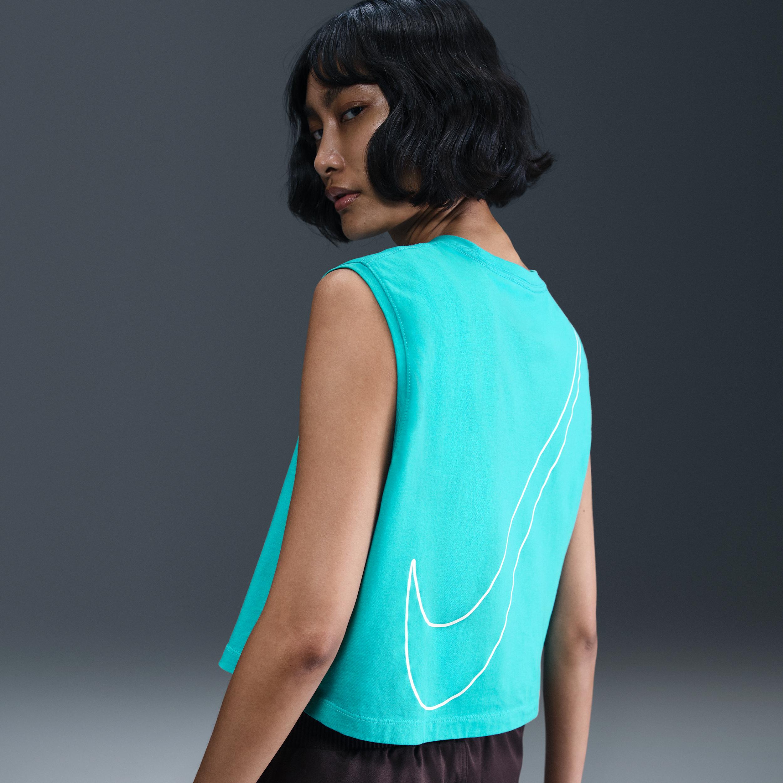 Womens Nike Sportswear Club Sleeveless Cropped Graphic T-Shirt | HF9531-345 Product Image