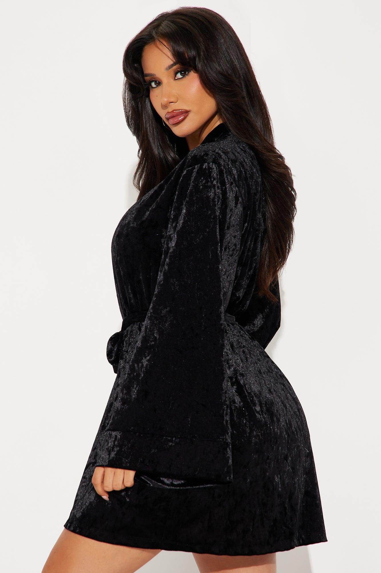 Rachel Velvet Luxe PJ Robe Set - Black Product Image