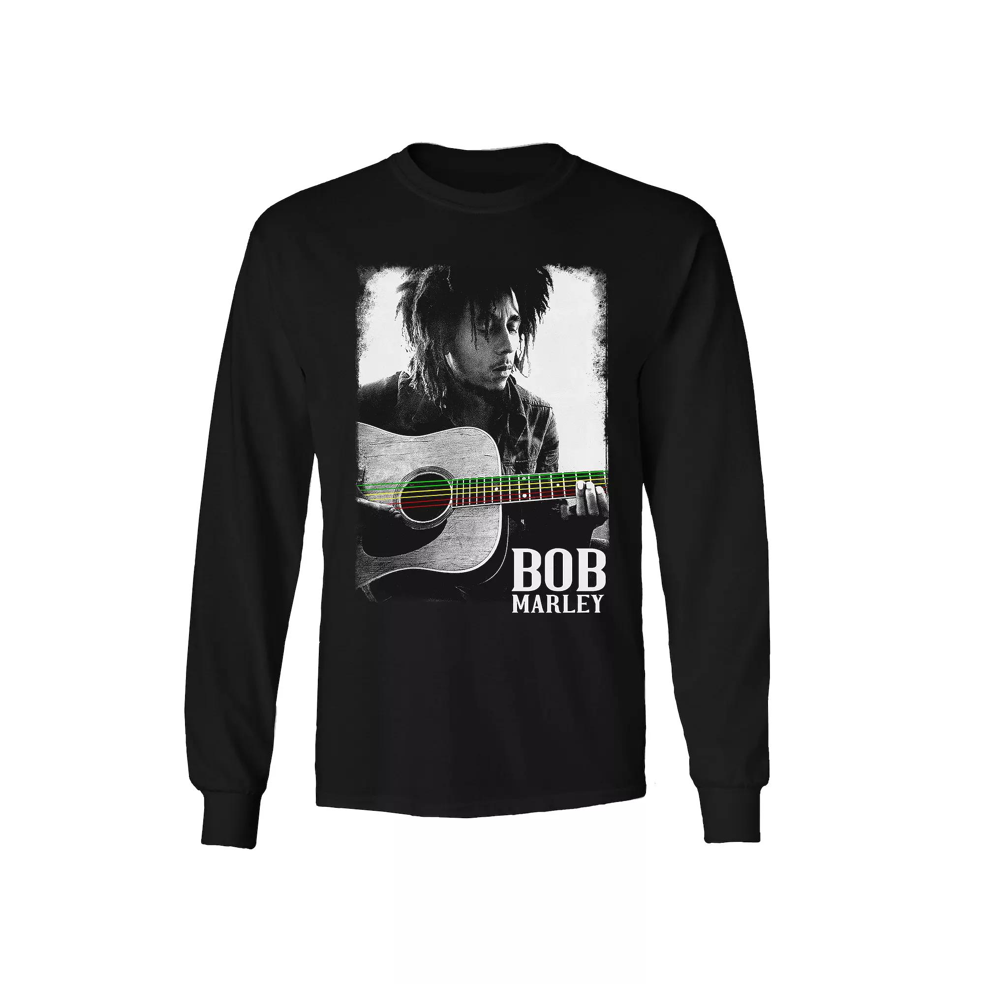 Men's Bob Marley Guitar Long Sleeve Tee, Size: Small, Black Product Image