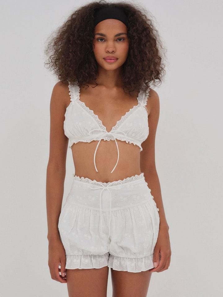 Edie Eyelet Bralette — White Product Image