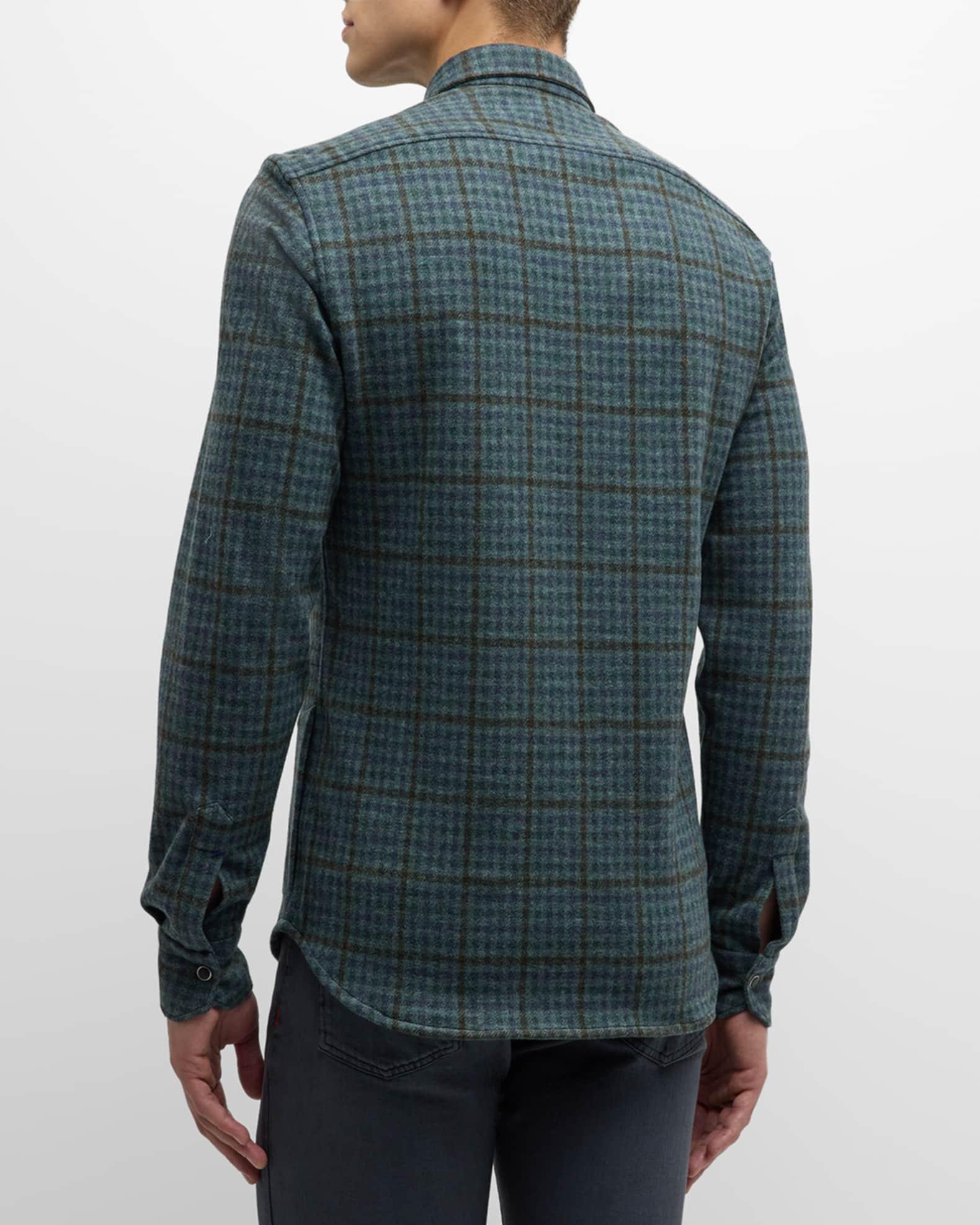 Men's Check Casual Button-Down Shirt Product Image