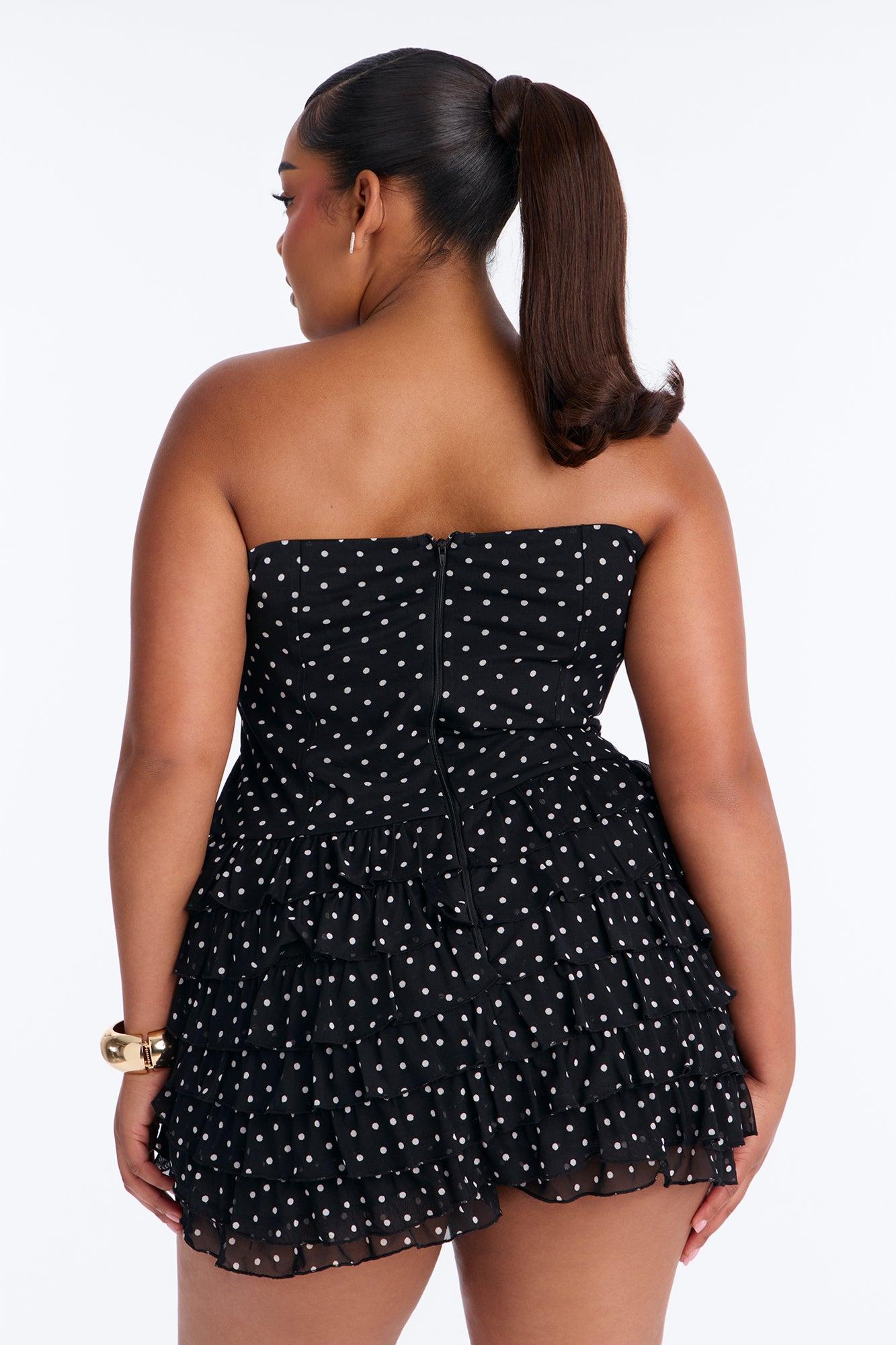 Jennice Polka Dot Micro Romper - Black Female Product Image