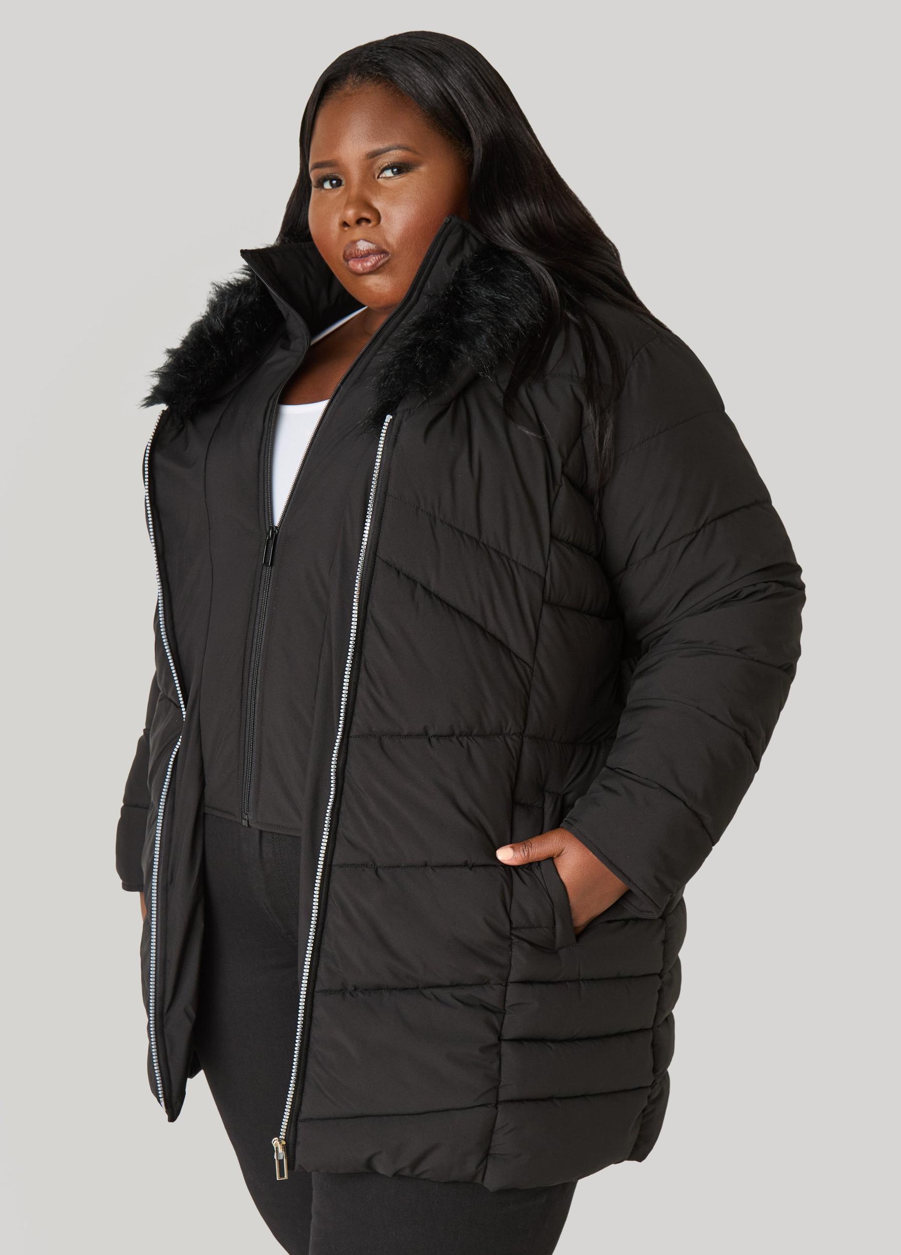 Quilted Faux Fur Trimmed Coat Product Image