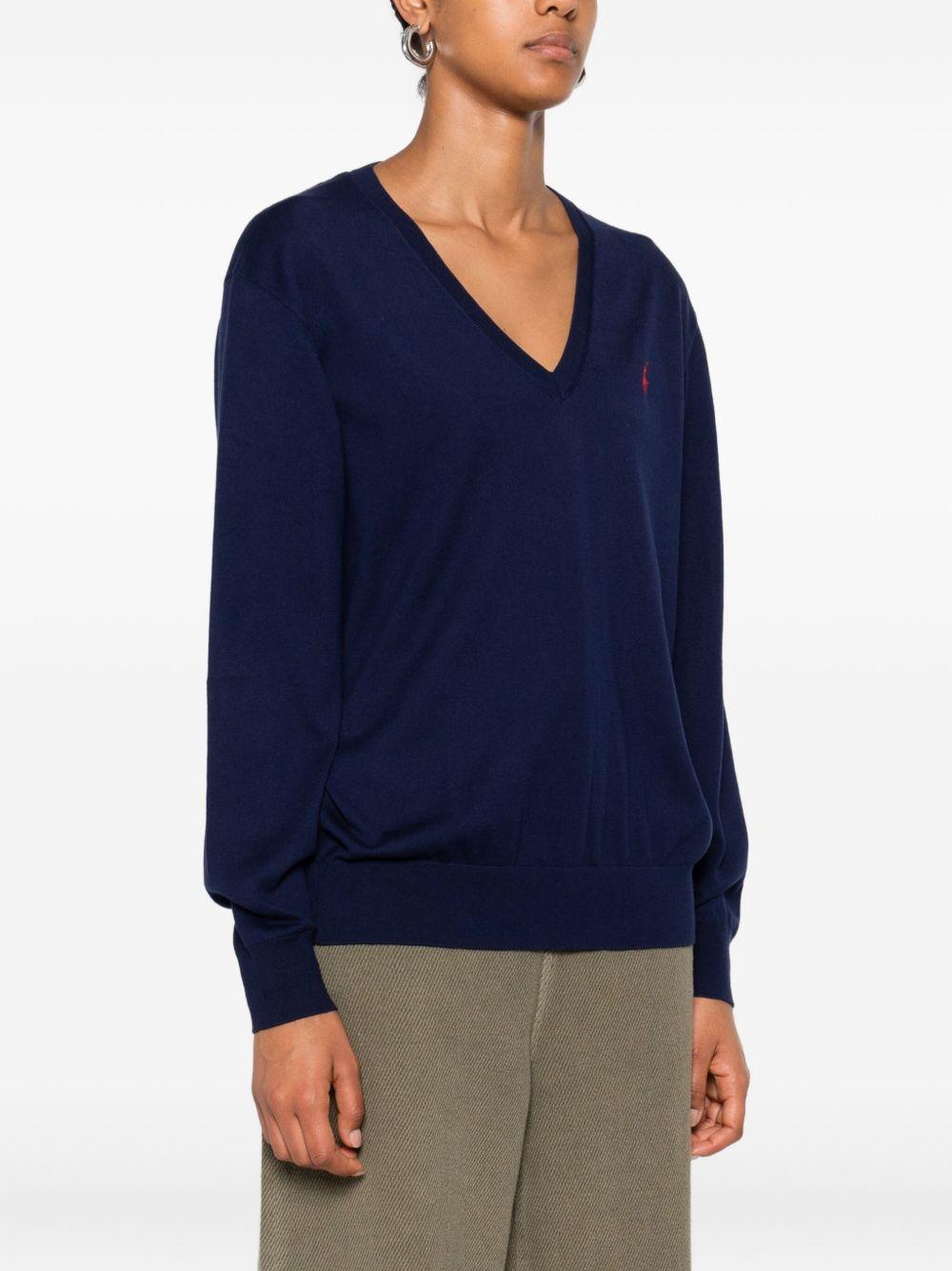 v-neck embroidered sweater Product Image