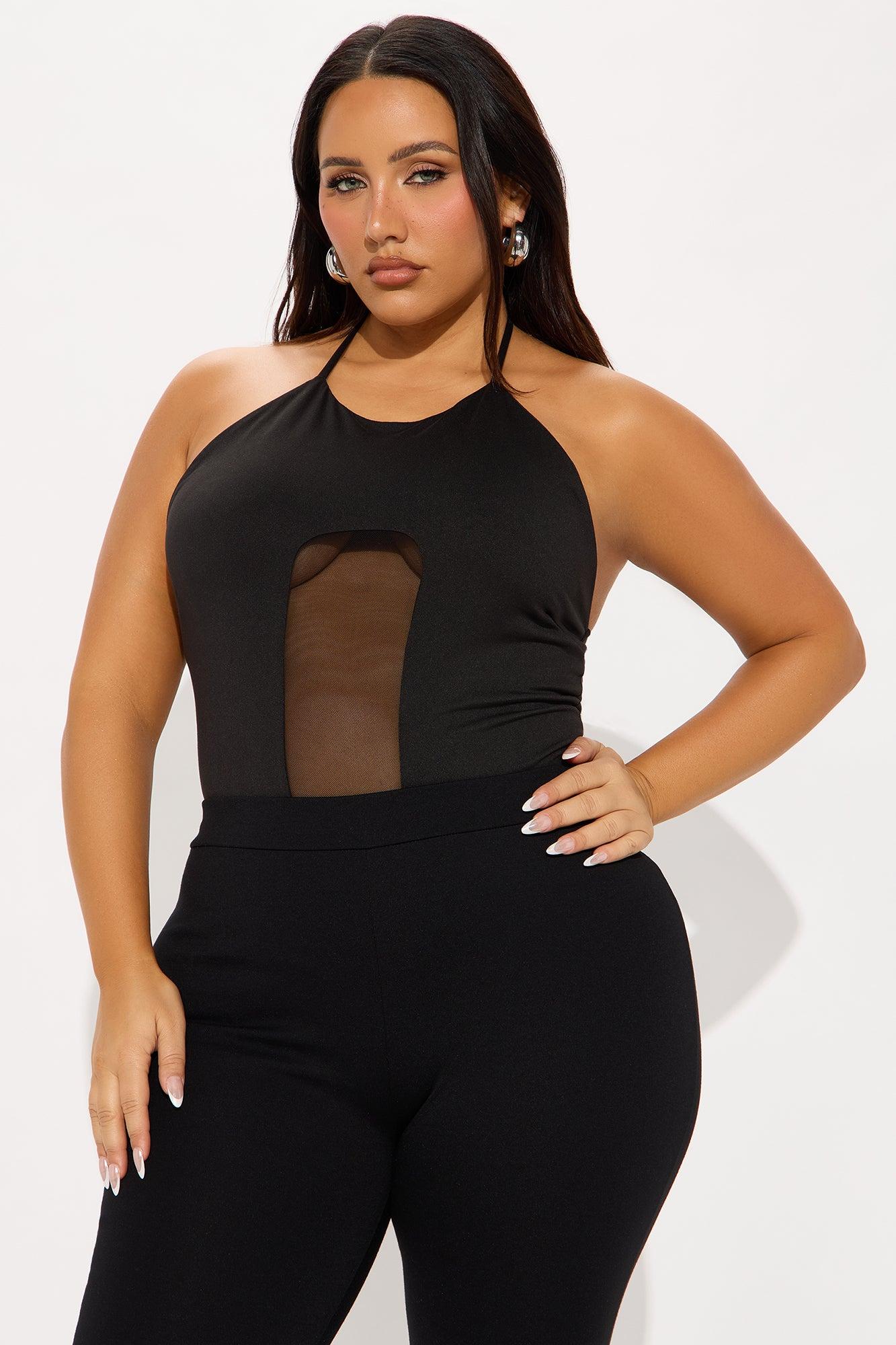 Late Night Tease Halter Bodysuit - Black Product Image