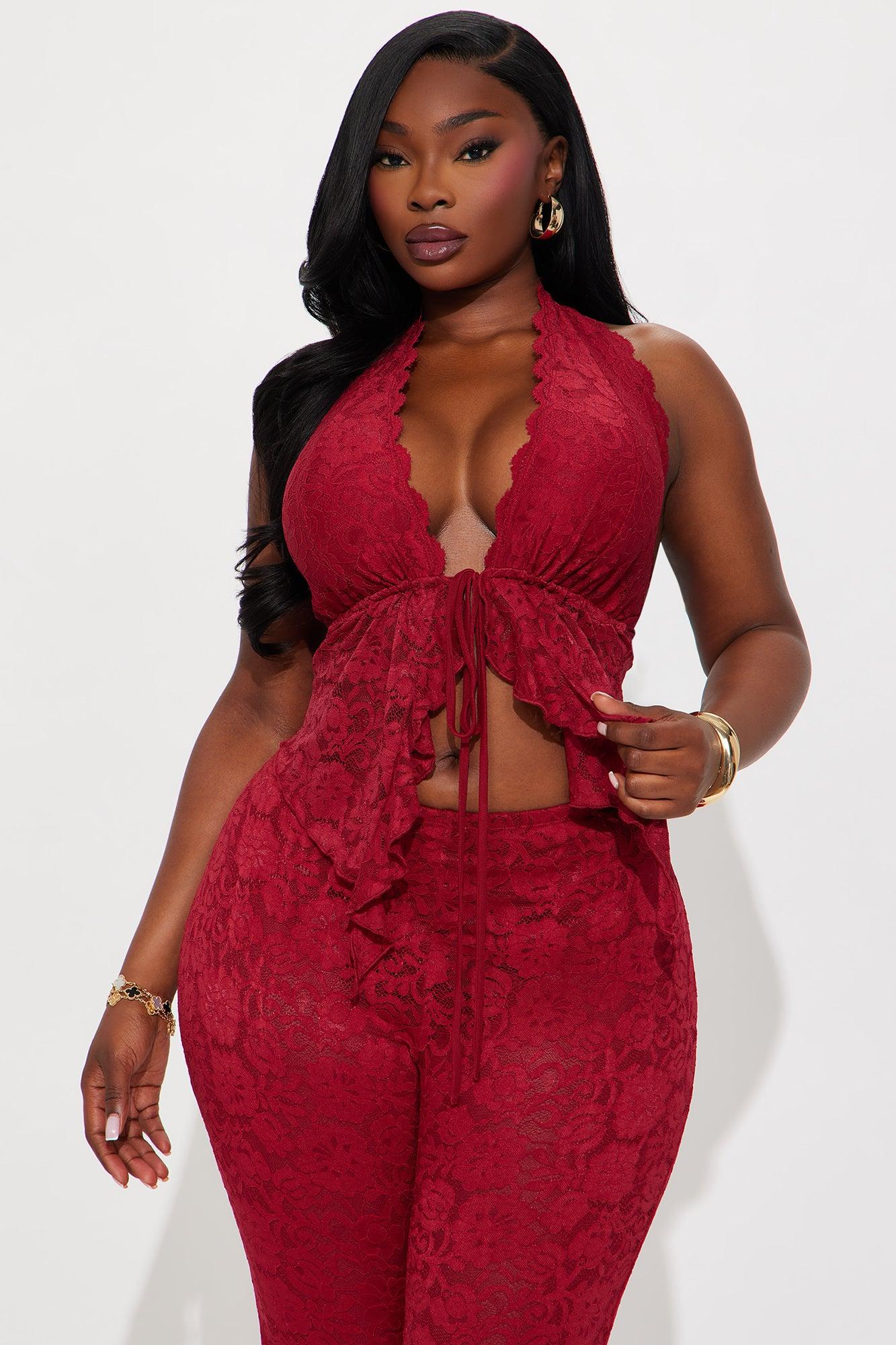 Violetta Lace Pant Set - Burgundy Female Product Image