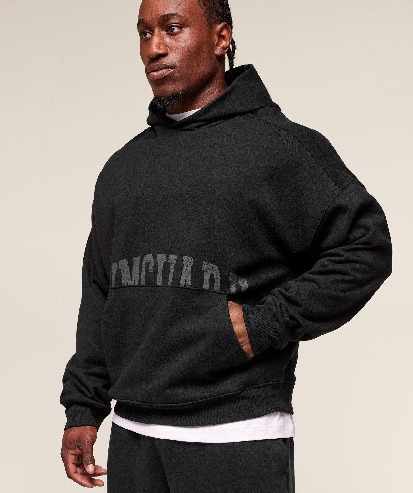 Gymshark Pocket Graphic Hoodie - Black Male Product Image