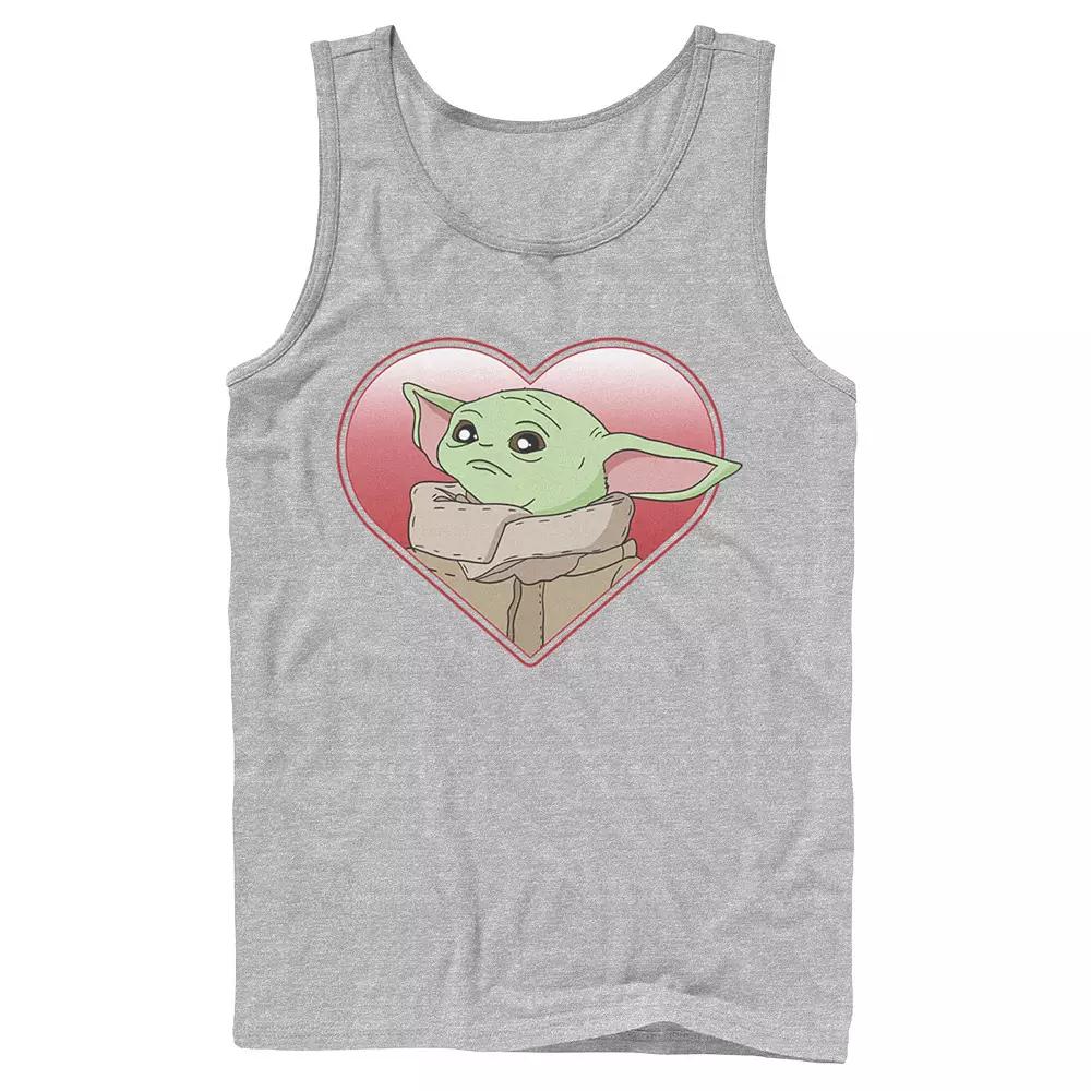 Men's Star Wars The Mandalorian The Child Valentine Heart Portrait Tank Top,  Product Image