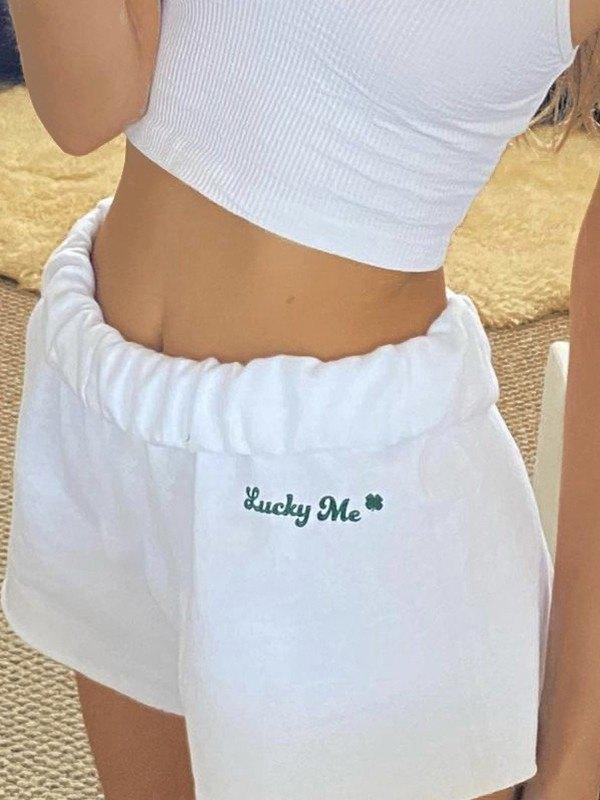 White Straight Leg Sweat Shorts Product Image