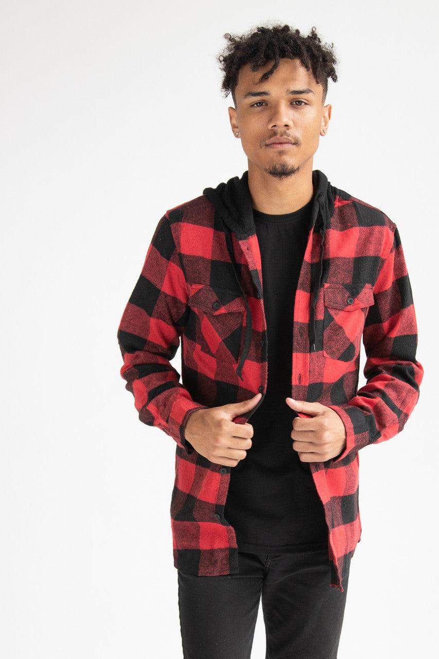 Hooded Flannel Shirt Product Image