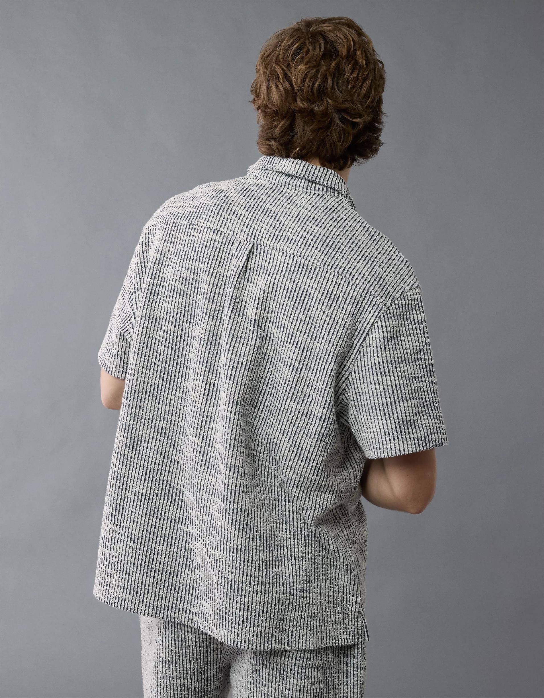 AE Textured Button-Up Camp Shirt Product Image