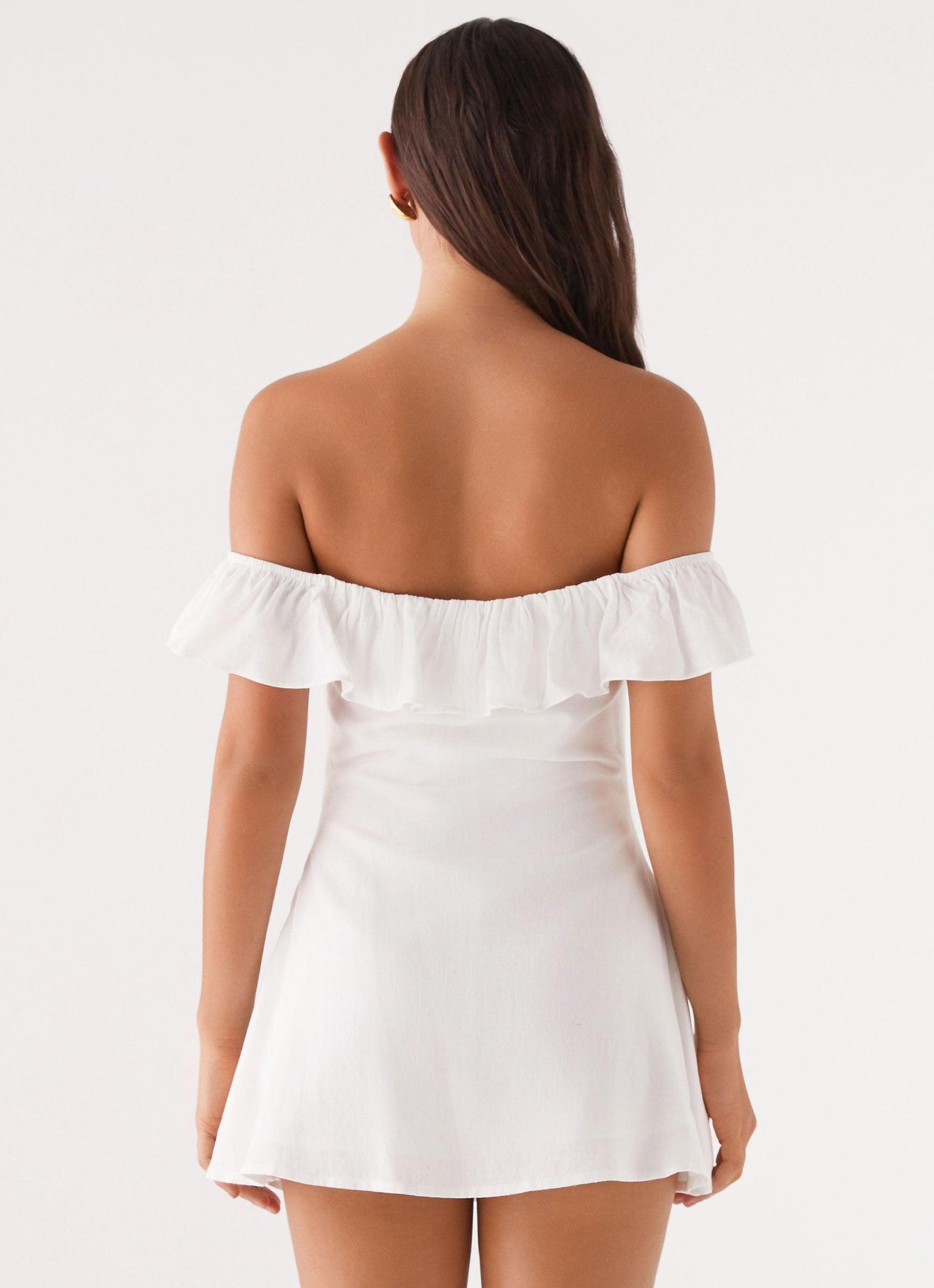 Texas Sun Linen Mini Dress - White Product Image