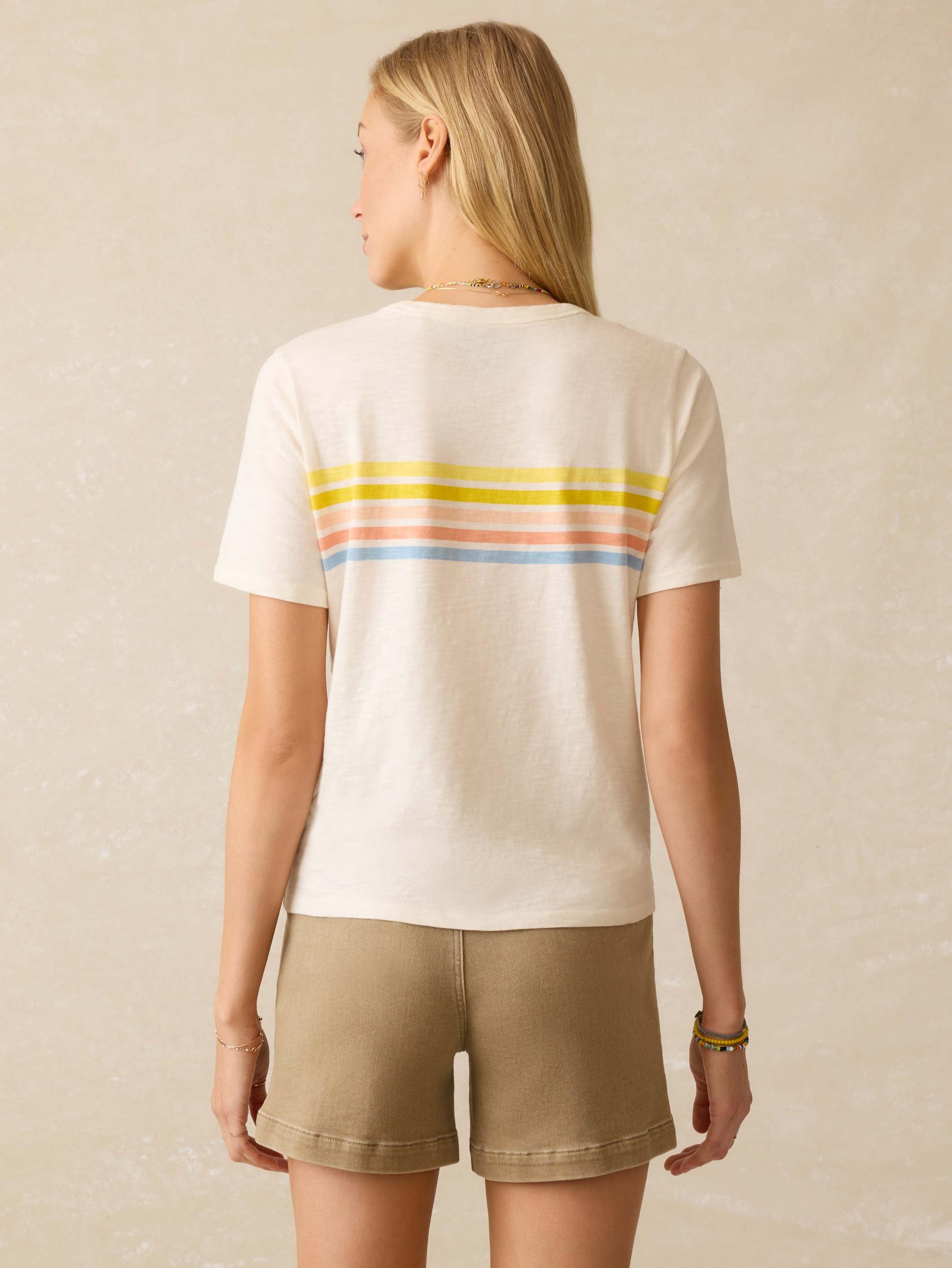 Sunwashed Regenerative Cotton Essential Tee - Summer Sunrise Stripe Product Image