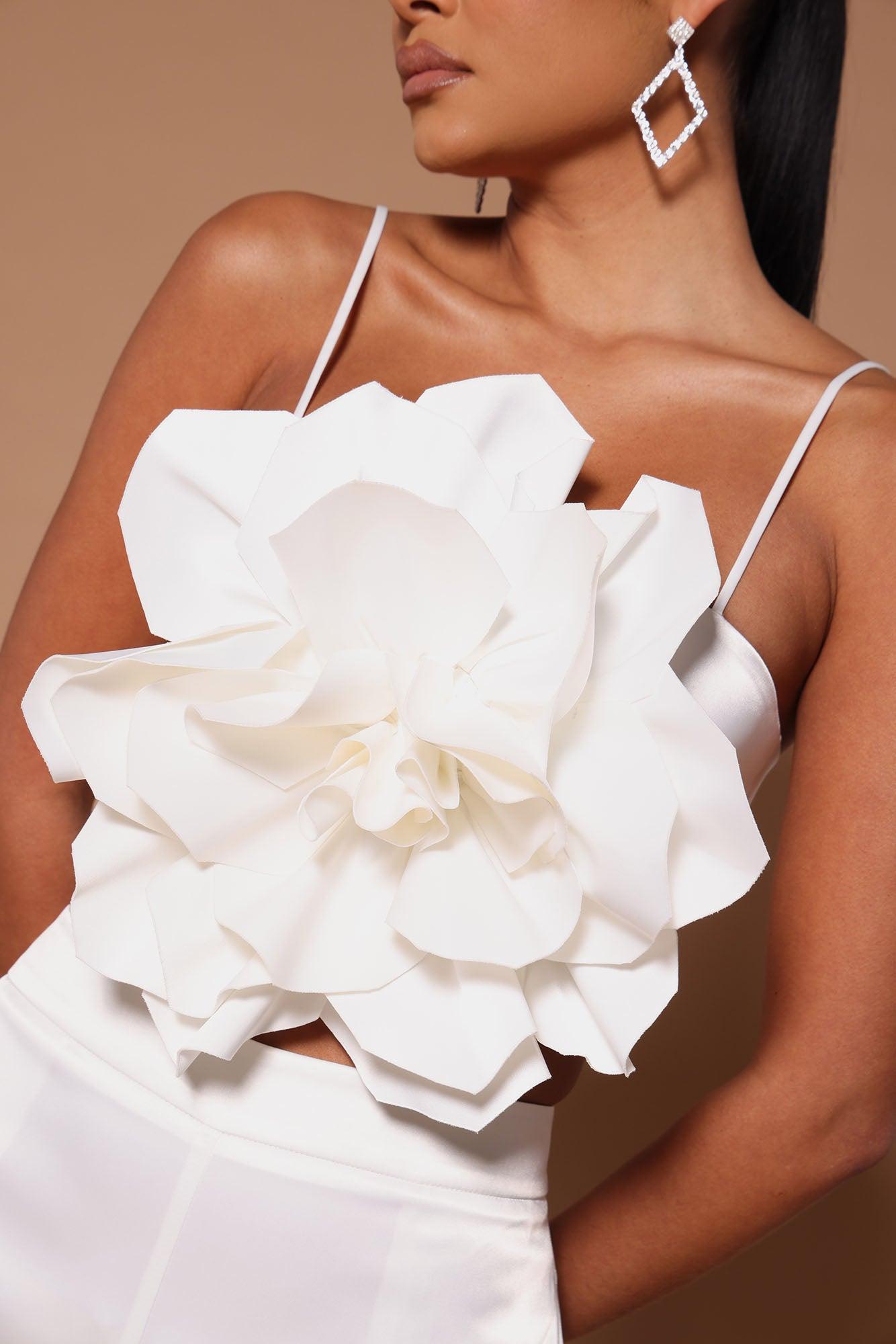 Rosalia Flower Pant Set - White Product Image