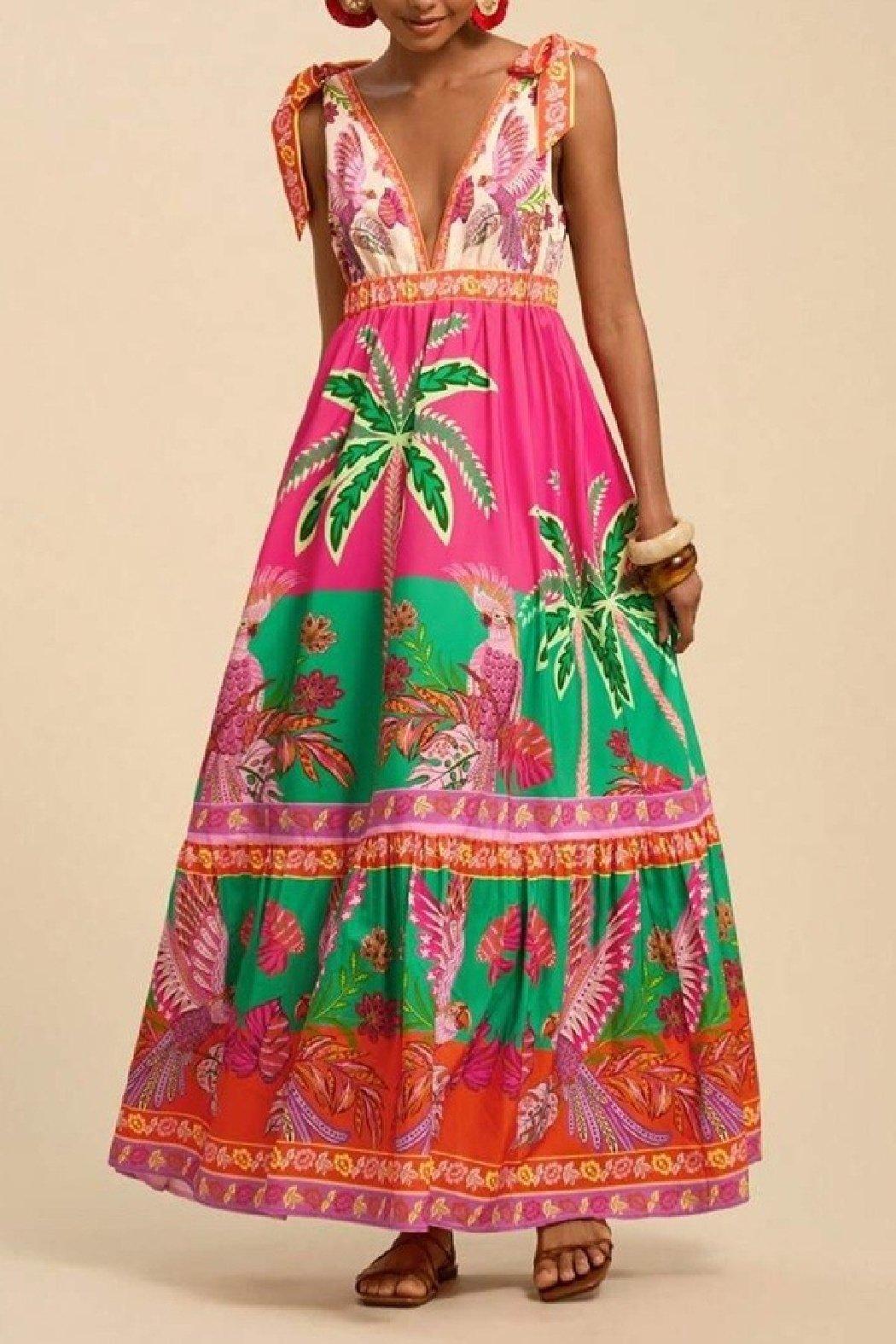 Tropical Print Maxi Dress Product Image