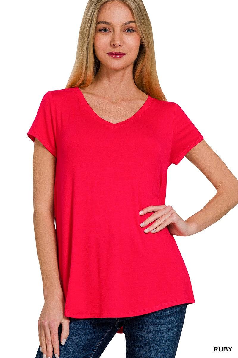 Zenana Rayon Short Sleeved Round Hem Top Product Image