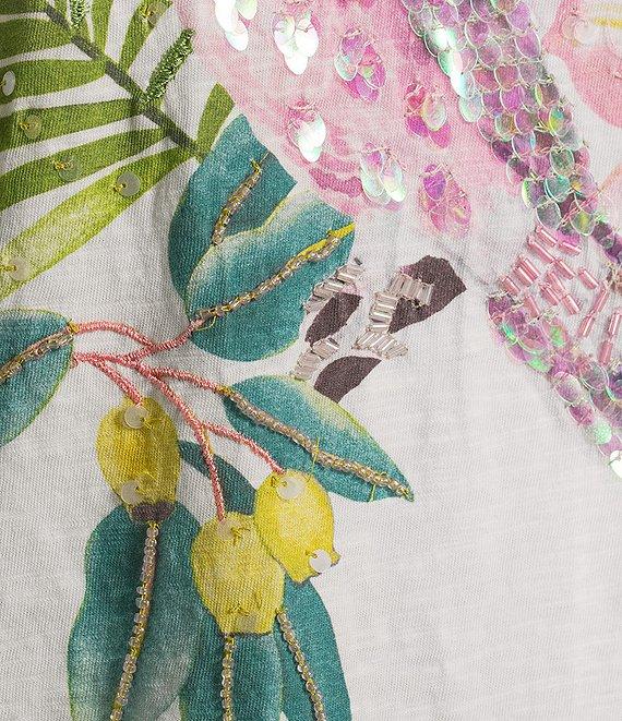 Tommy Bahama Tropical Bliss Printed Lux Organic Cotton Slub Jersey Crew Neck Sequin Embroidered T-Shirt Product Image