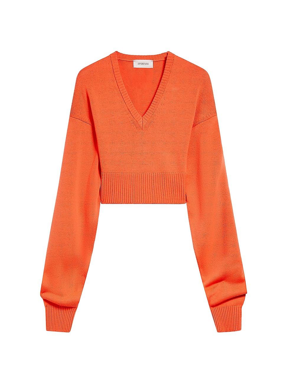 Womens Cropped V-Neck Sweater Product Image