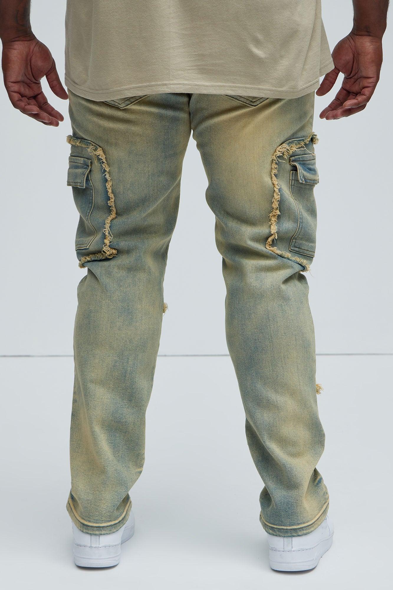 Be That Frayed Cargo Straight Jeans - Light Wash Product Image