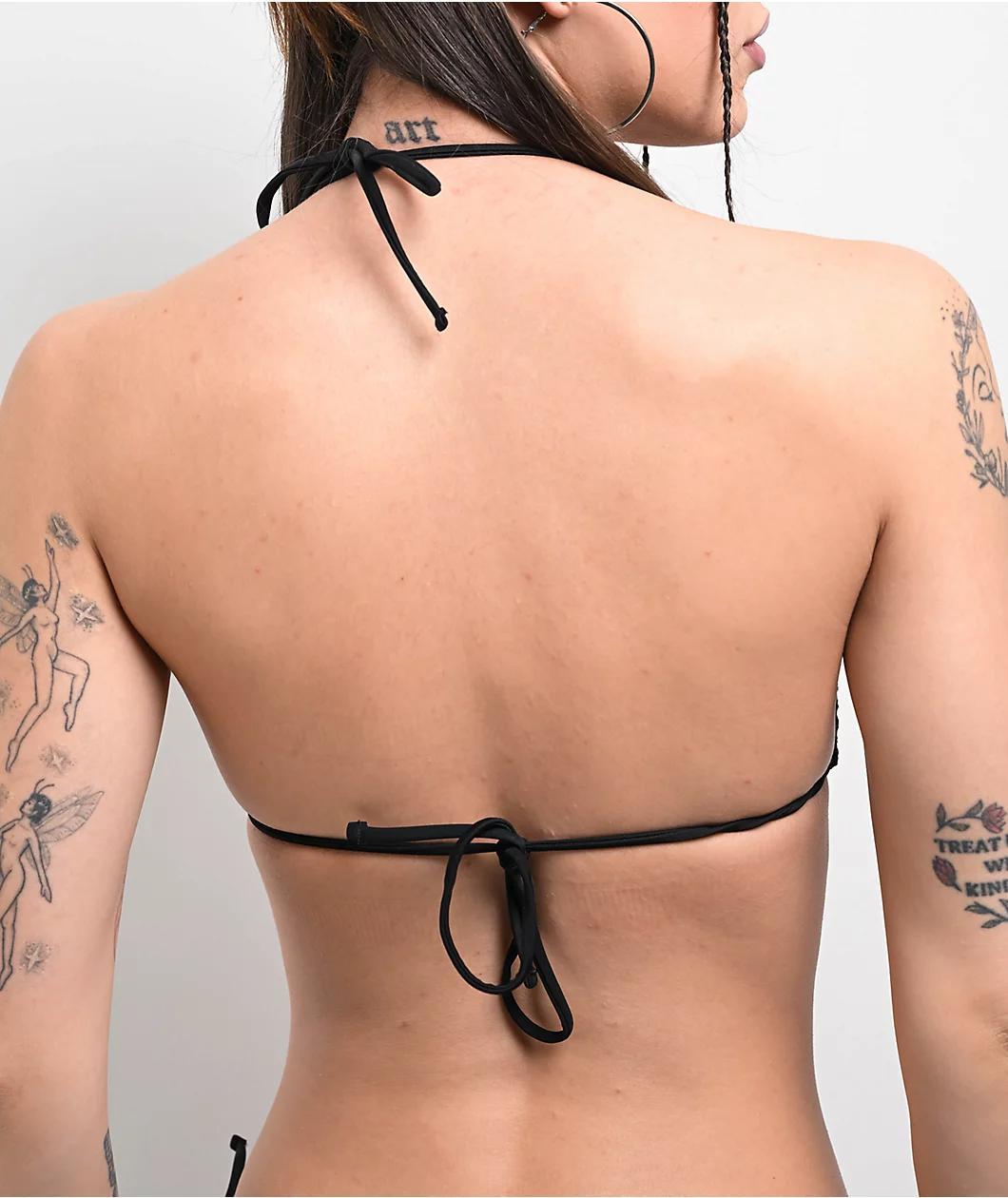 Damsel Becca Web Crochet Black Triangle Bikini Top Product Image