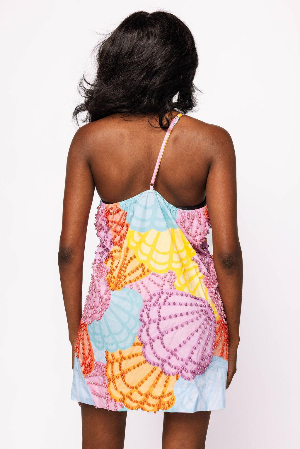 One Shoulder Multi Pearl Shell Dress Product Image