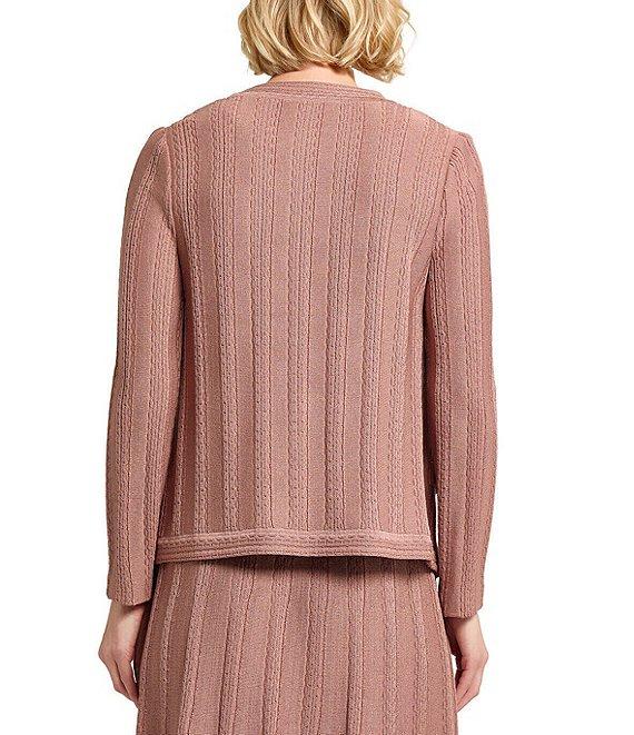 Misook Heritage Braided Knit Crew Neck Long Sleeve Jacket Product Image