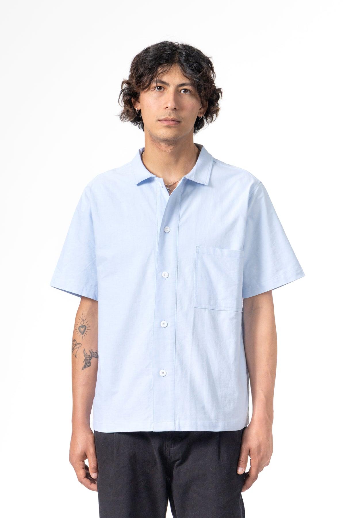Blacksmith - 'Boxford' Short Sleeve Utility Shirt - Blue Product Image