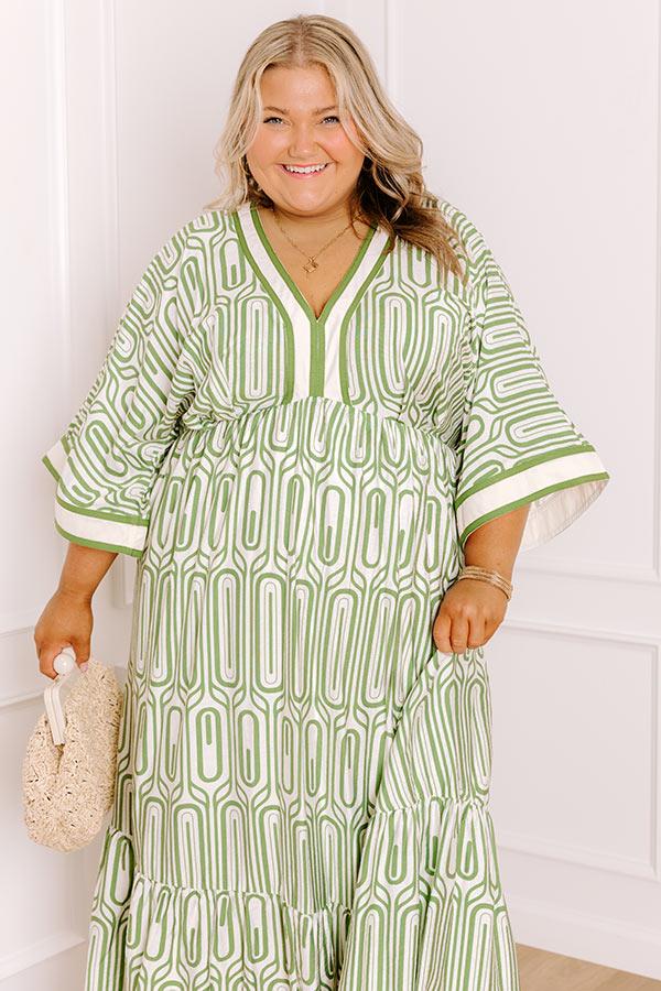 Art Gallery Social Midi Dress in Olive Curves Product Image