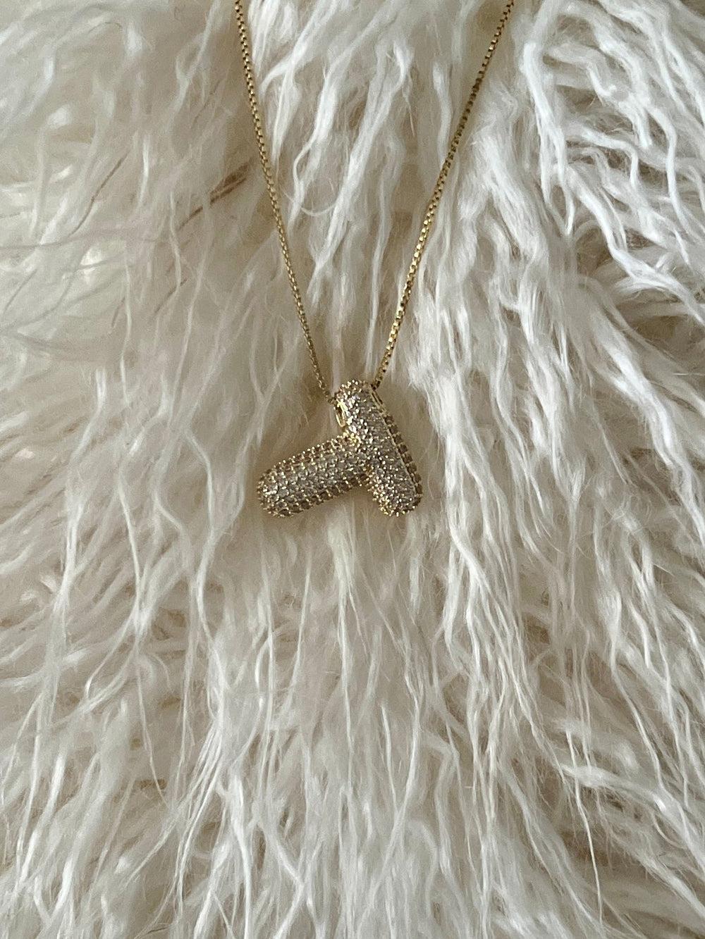 Rhinestone Bubble Letter Necklace Product Image