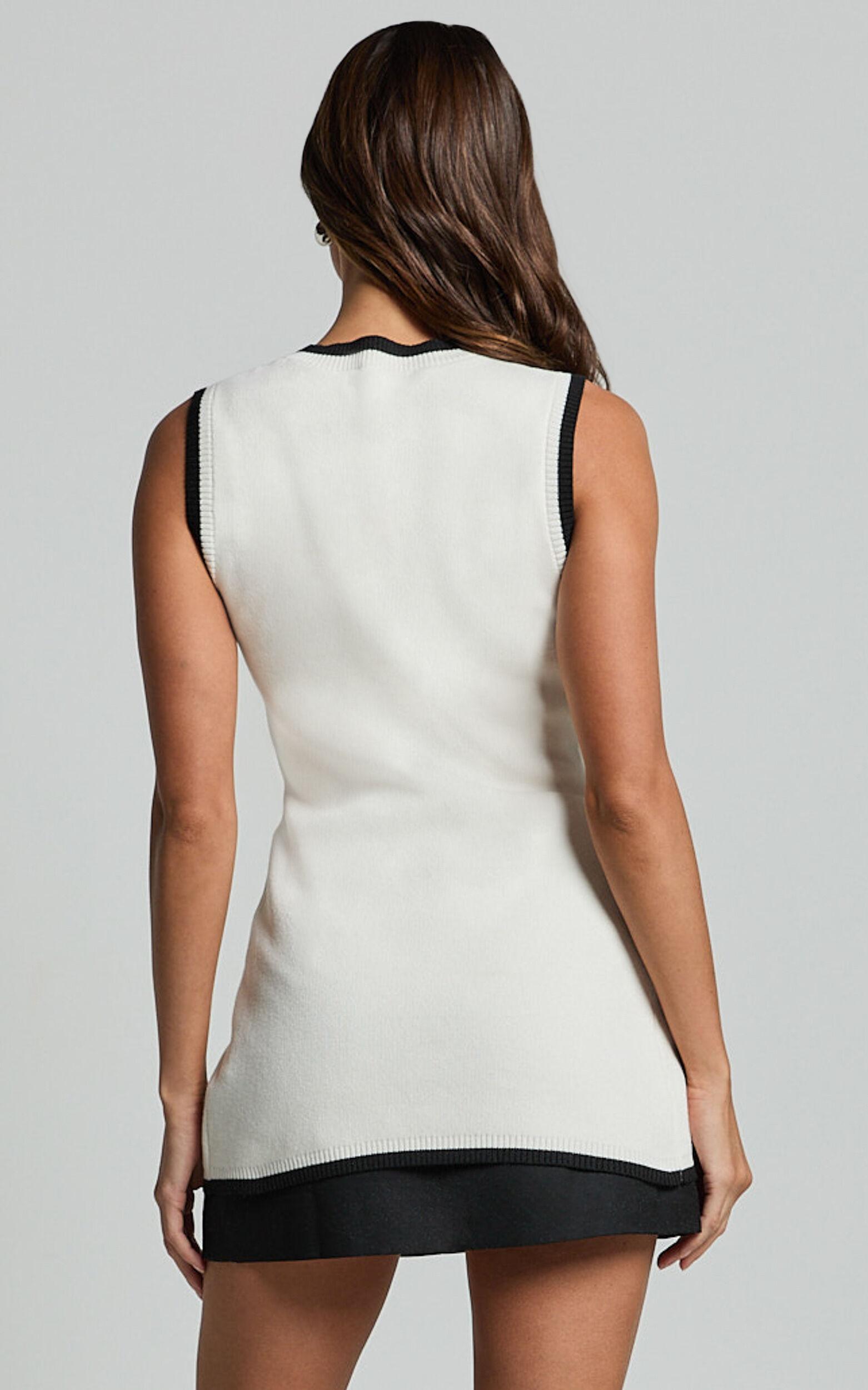 Callie Top - Longline Recycled Knitted Vest in Cream Product Image