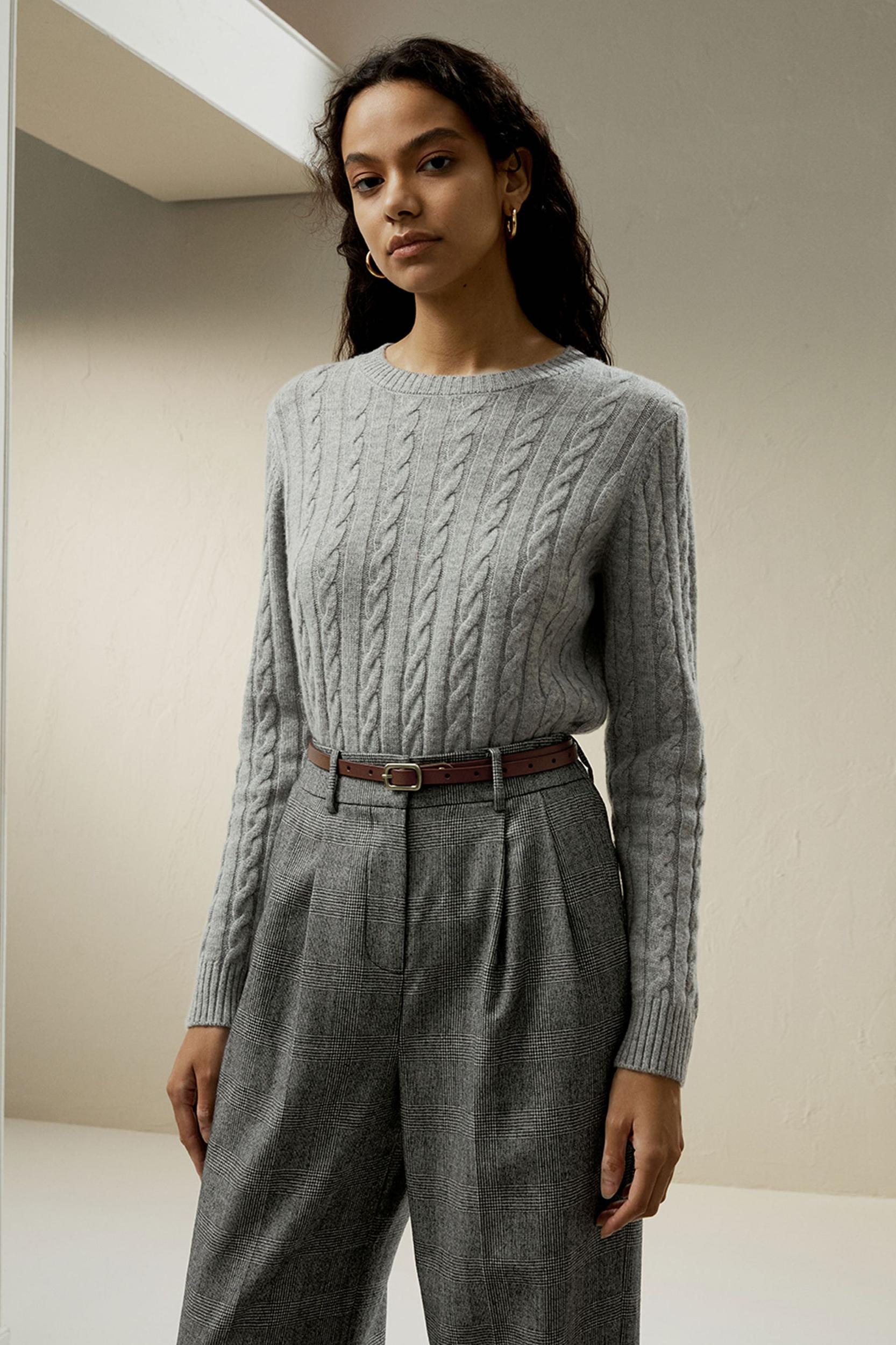 LILYSILK Woolen Pullover - for Women - Camel Cashmere-Wool Blend - Comfortable Ribbed Edges Sweater L Product Image