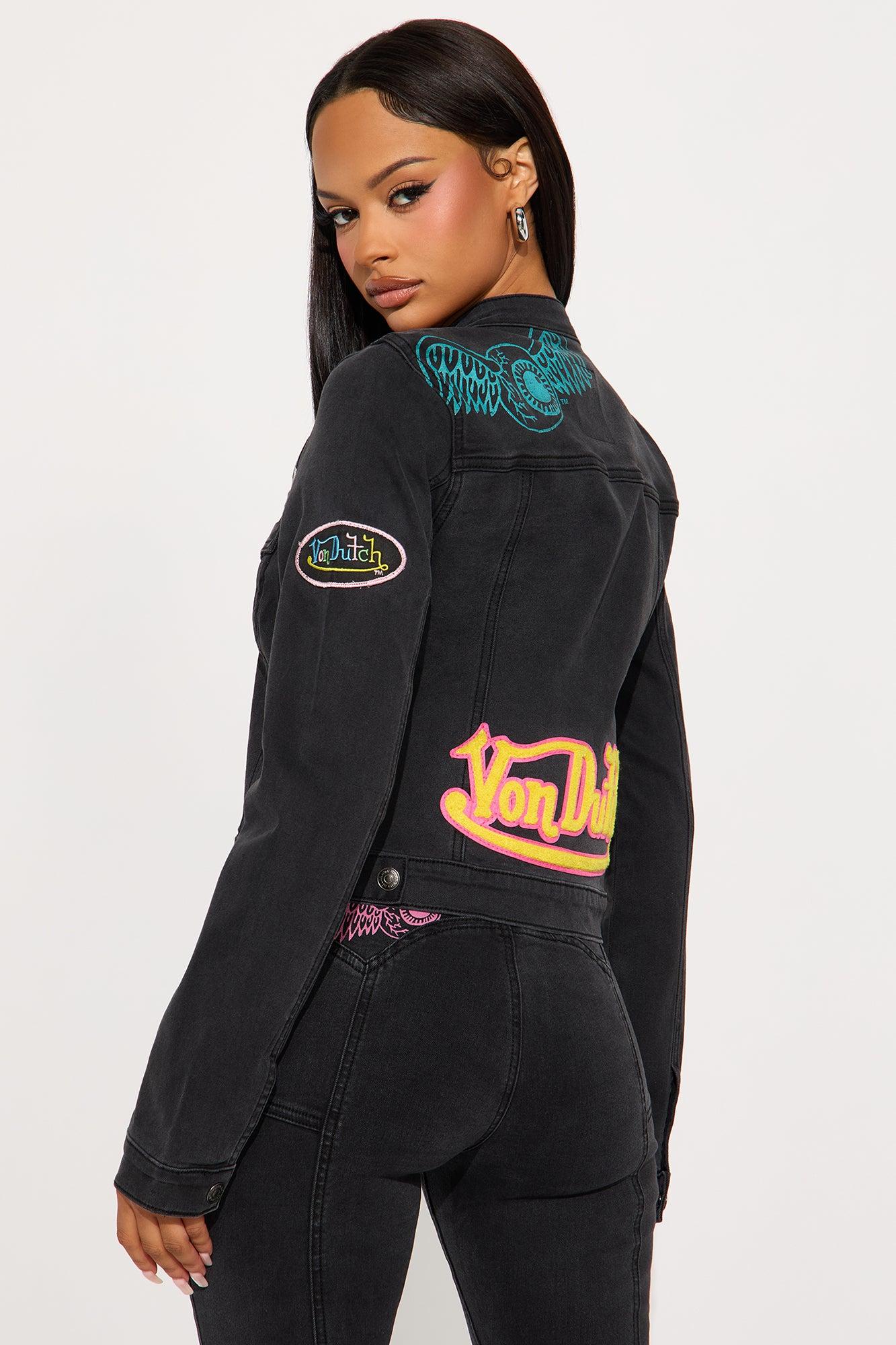 Von Dutch Denim Moto Jacket - Black Wash Female Product Image