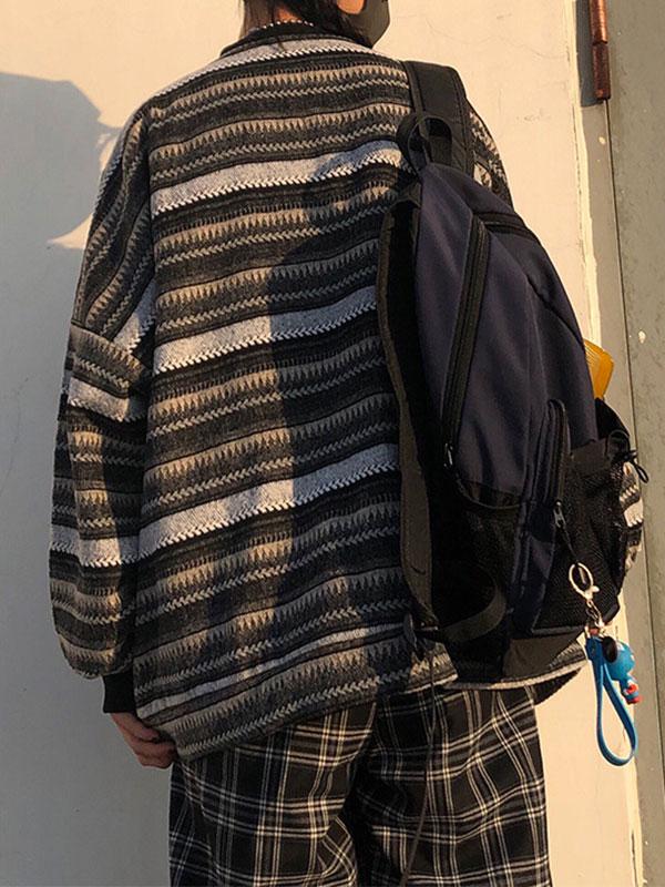 Striped Pullover Knit Sweater Product Image