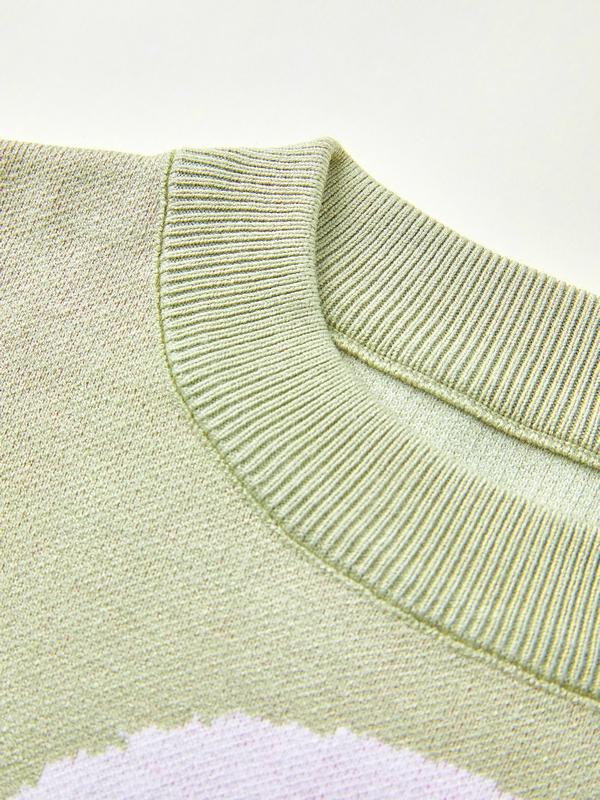 Knit Skull Print Loose Sweater Product Image