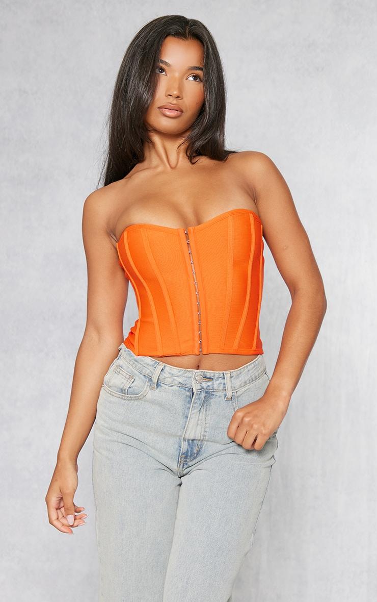 Orange Bandage Hook And Eye Structured Corset Product Image
