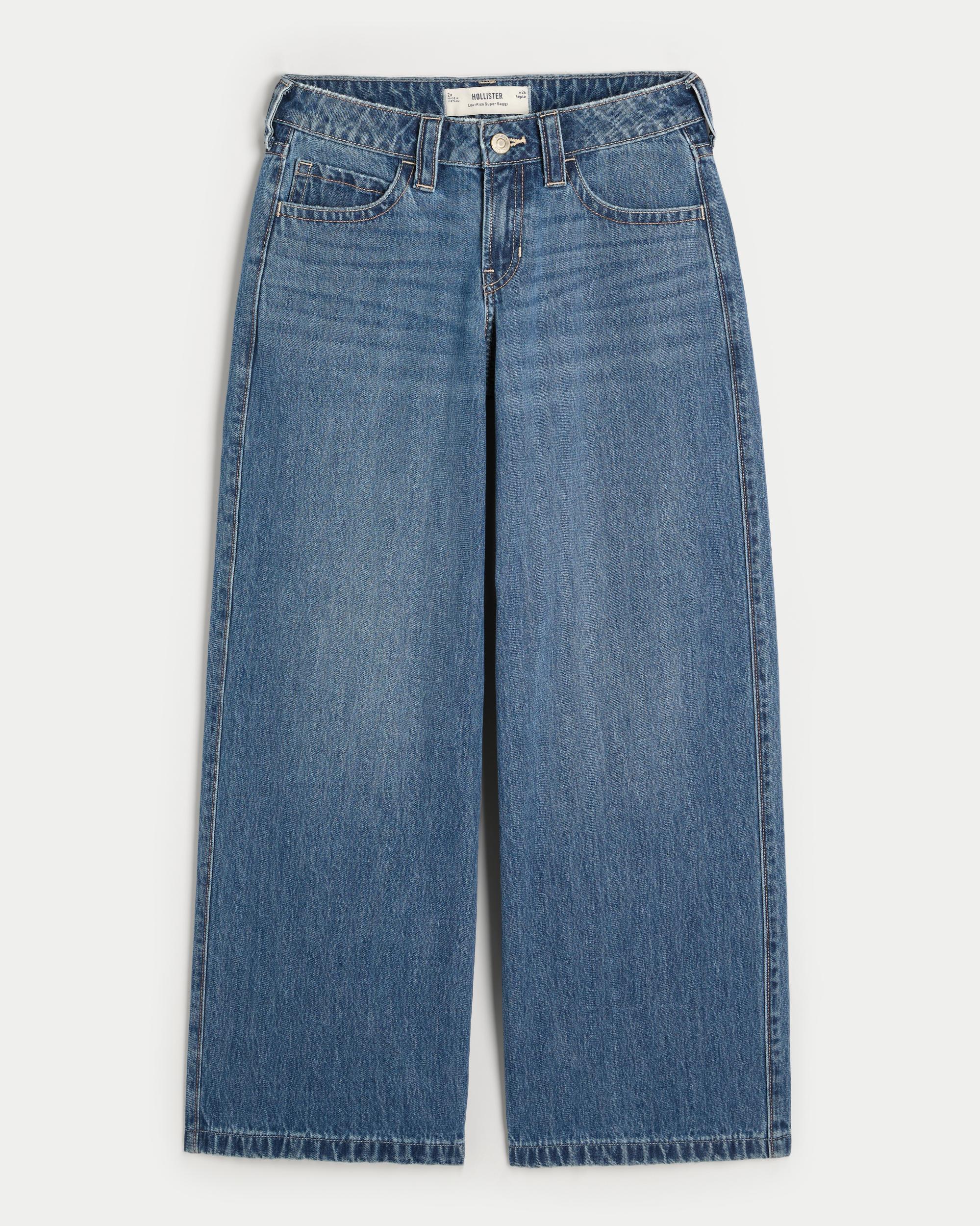 Low-Rise Dark Wash Super Baggy Jeans Product Image
