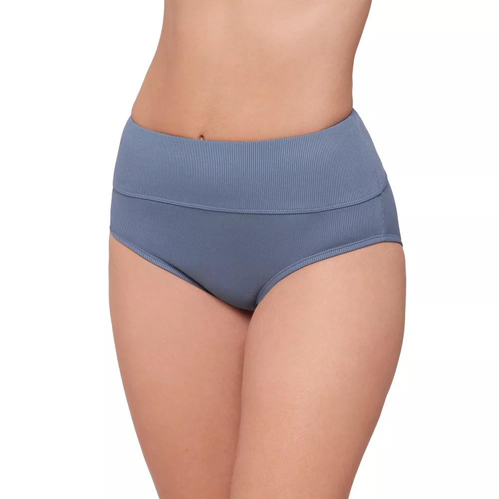 Women's Eco Beach Ribbed High Waist Swim Briefs,  Product Image
