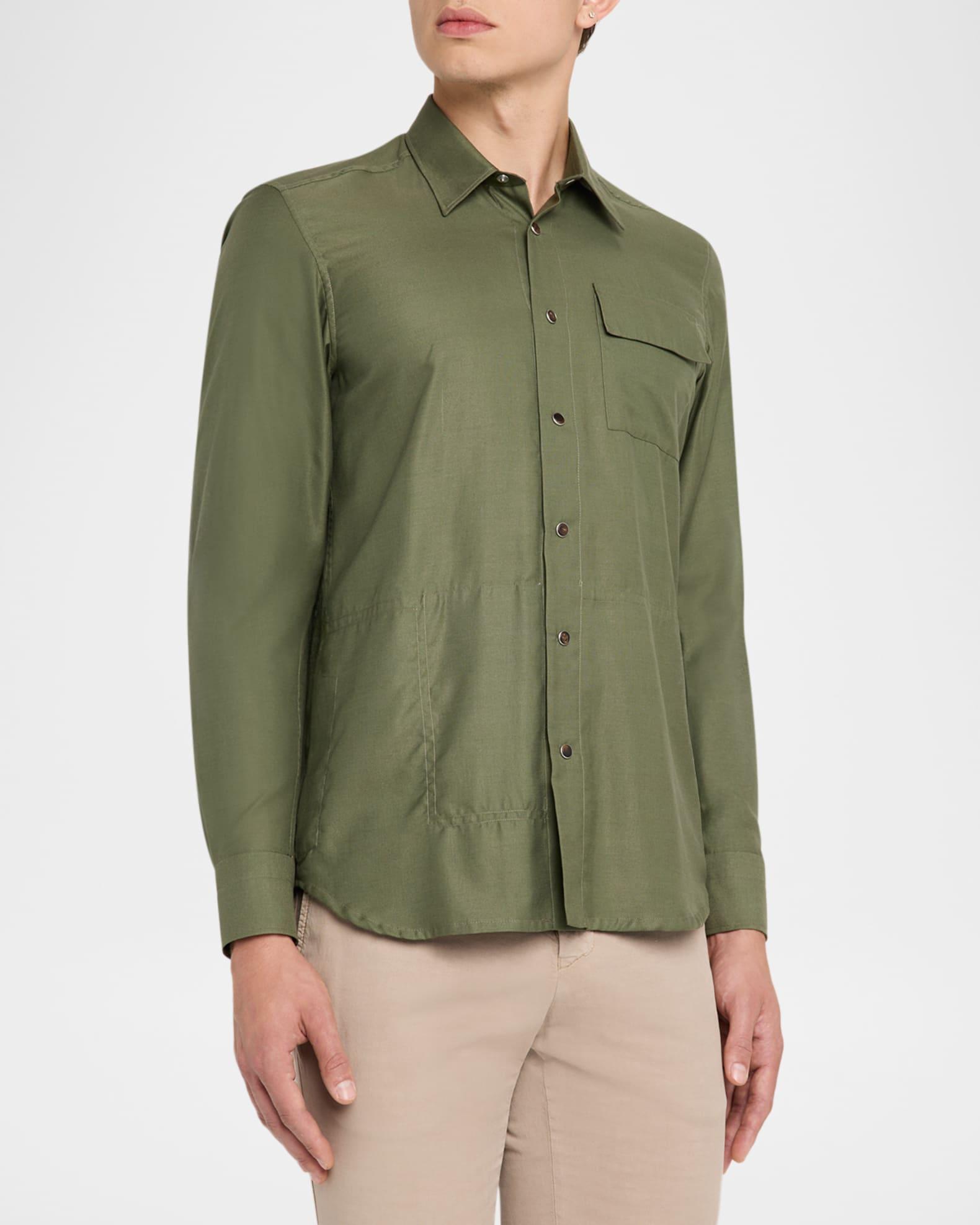 Men's Cotton and Silk Snap-Front Overshirt Product Image