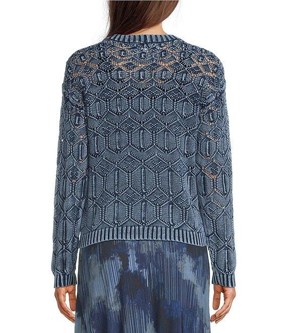 City Blues Geo Cable Distress Knit Crew Neck Long Sleeve Sweater Product Image